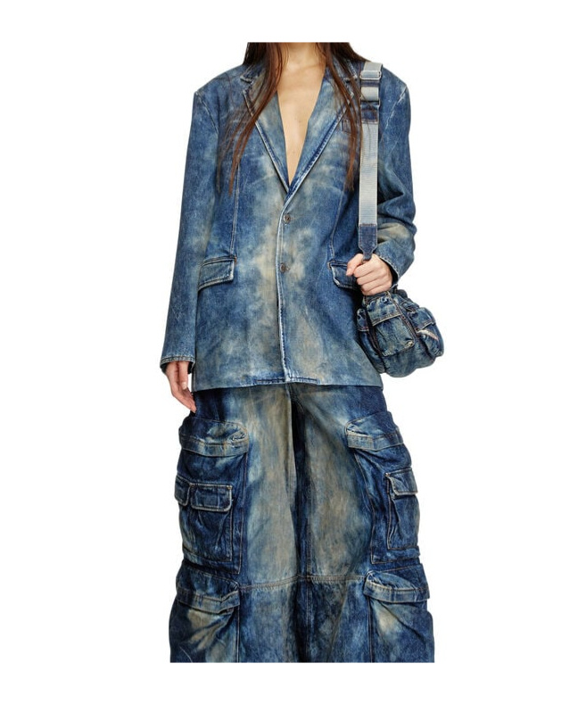 Diesel Blazer In Hand-treated Dirty Denim In Blue