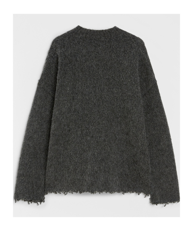 Jil Sander Brushed Frayed-hem Wool Sweater In Black