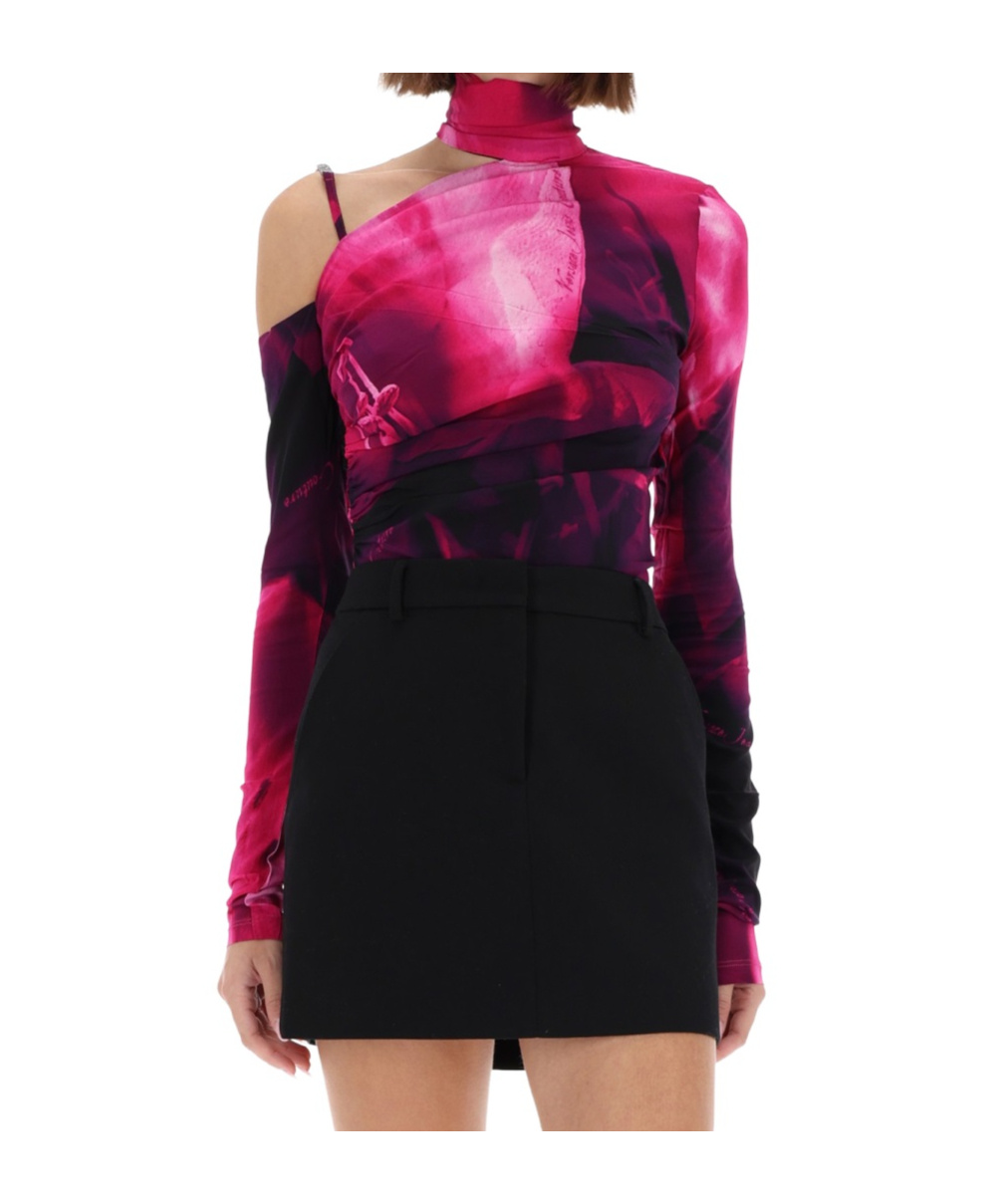 Versace Jeans Floral-print Bodysuit In Brown