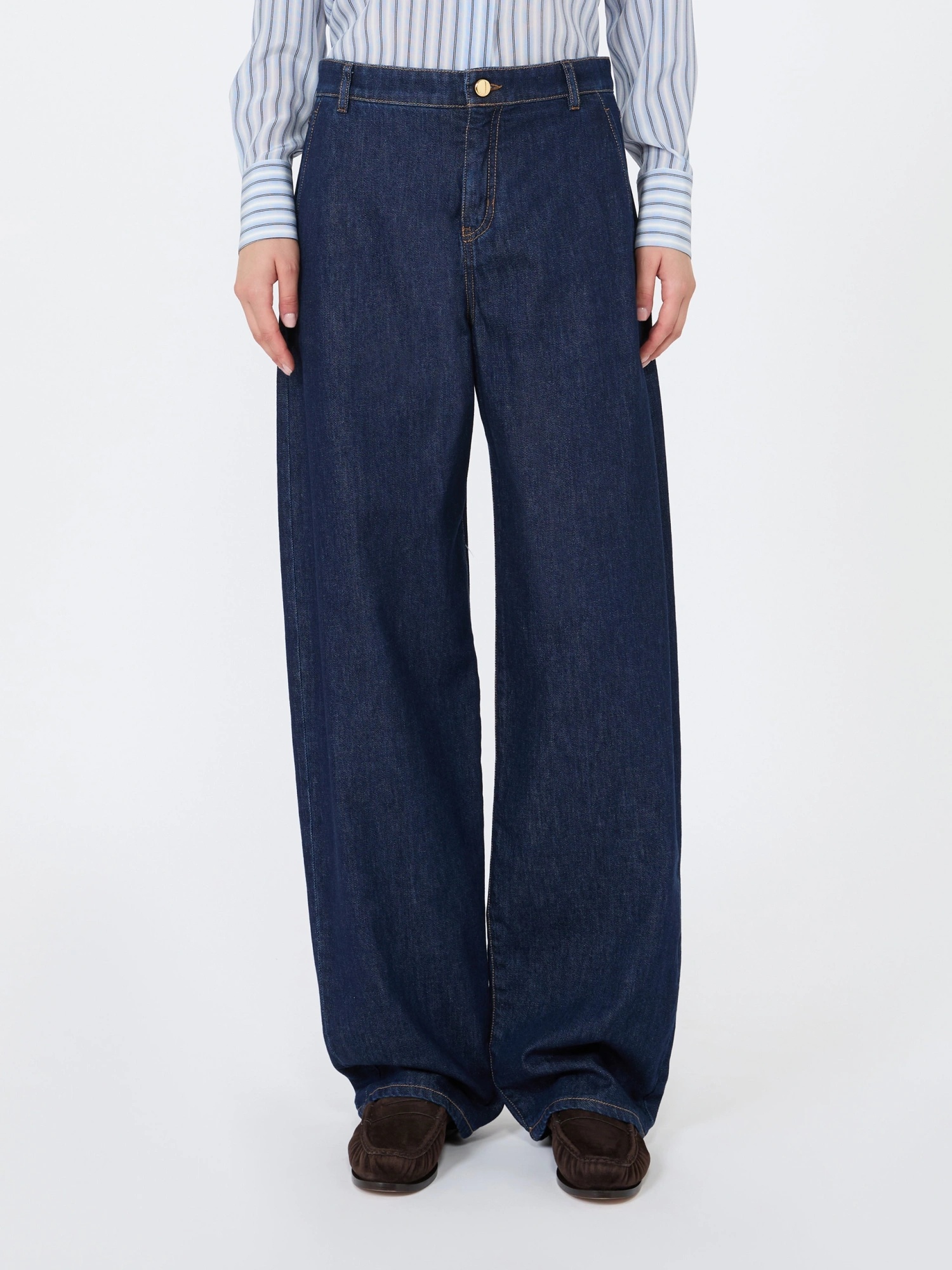 Max Mara Belt-loop Jeans In Navy Blue