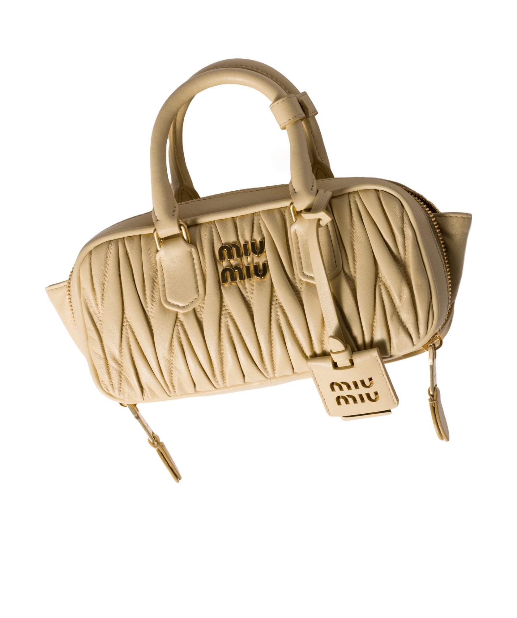 Miu Miu Arcadie Leather Handbag In Nude