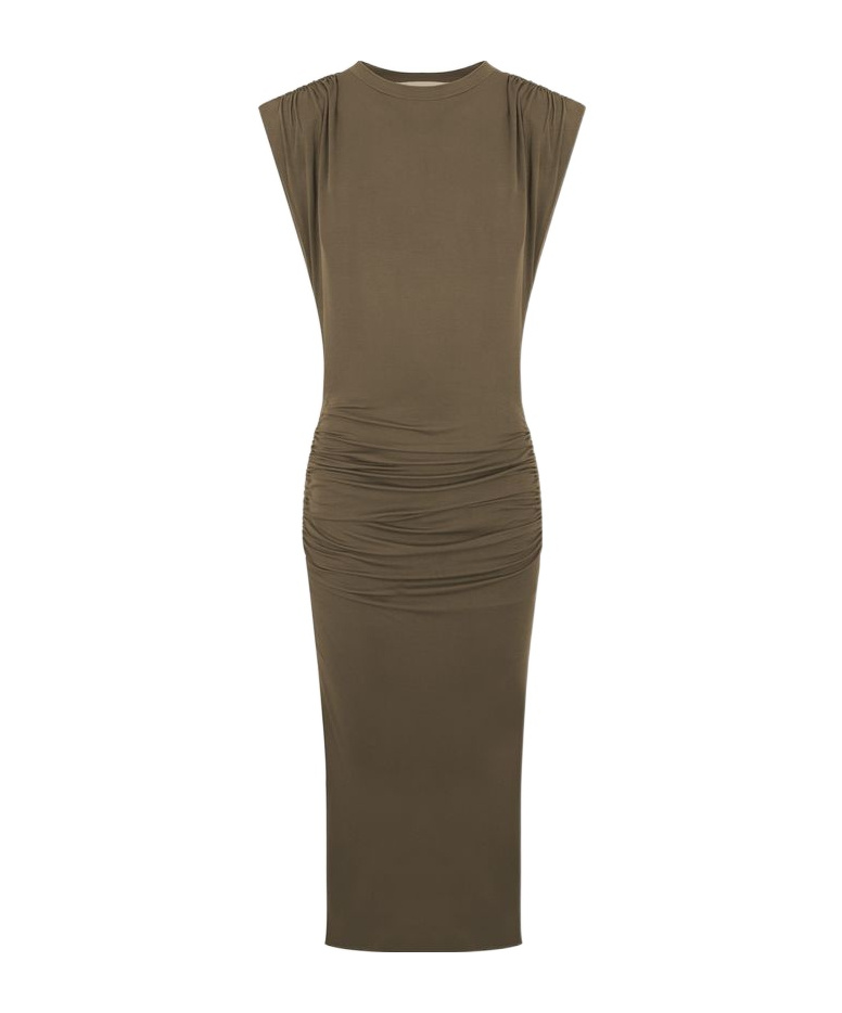 Isabel Marant Étoile Midi Dress With Cap Sleeves And Ruched Detailing In Green