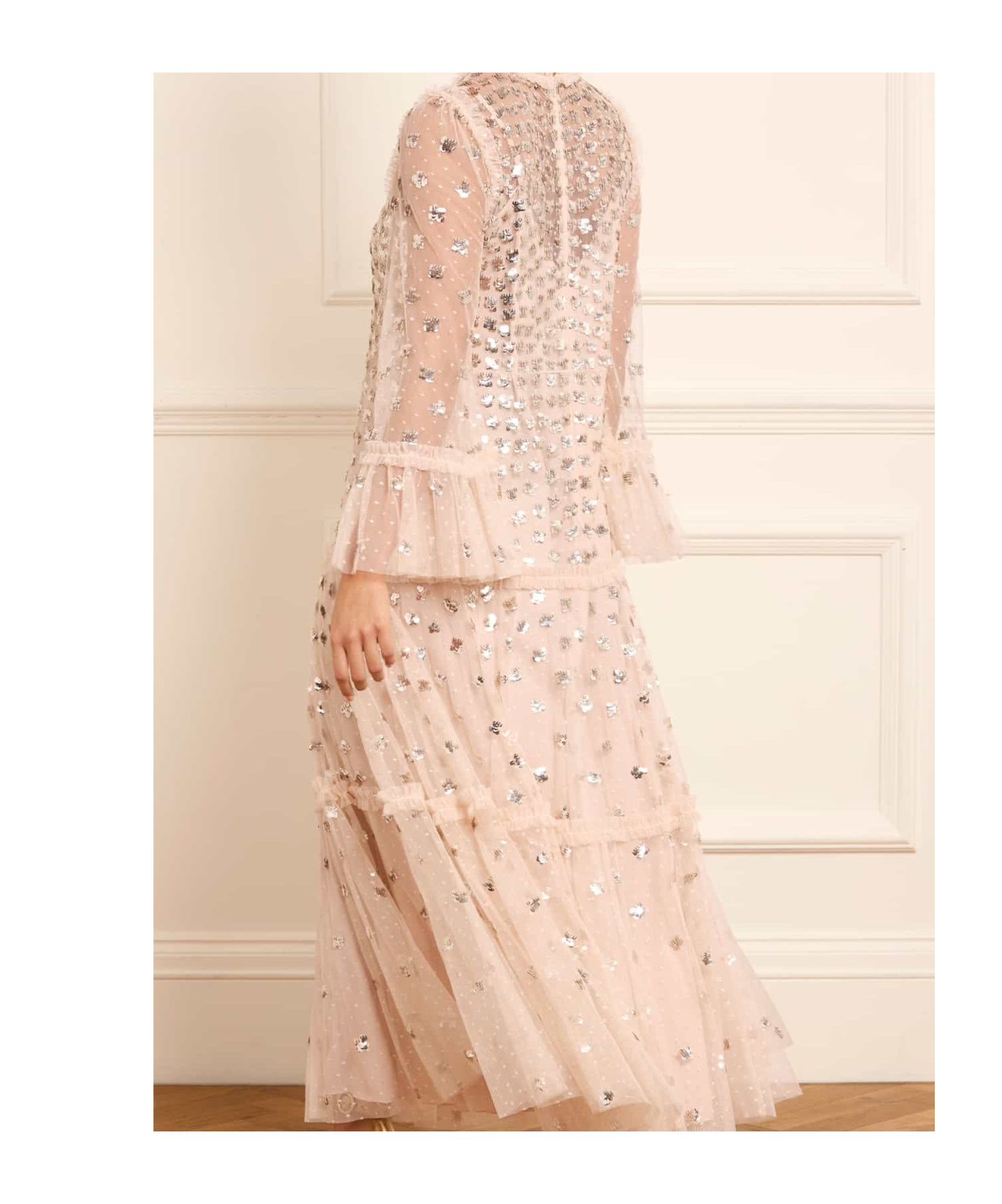 Needle & Thread Shooting Stars Long-sleeved Gown In White