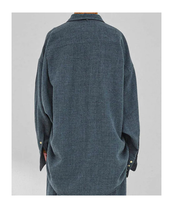Darkpark Draped Wool Shirt With Textured Fabric In Gray