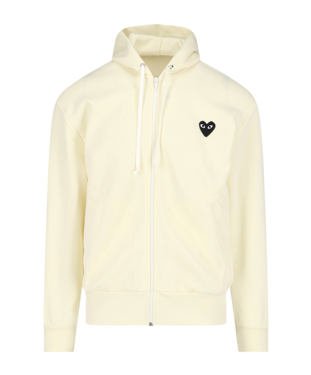 Comme Des Garçons Play Heart-patch Zip-up Hoodie In White