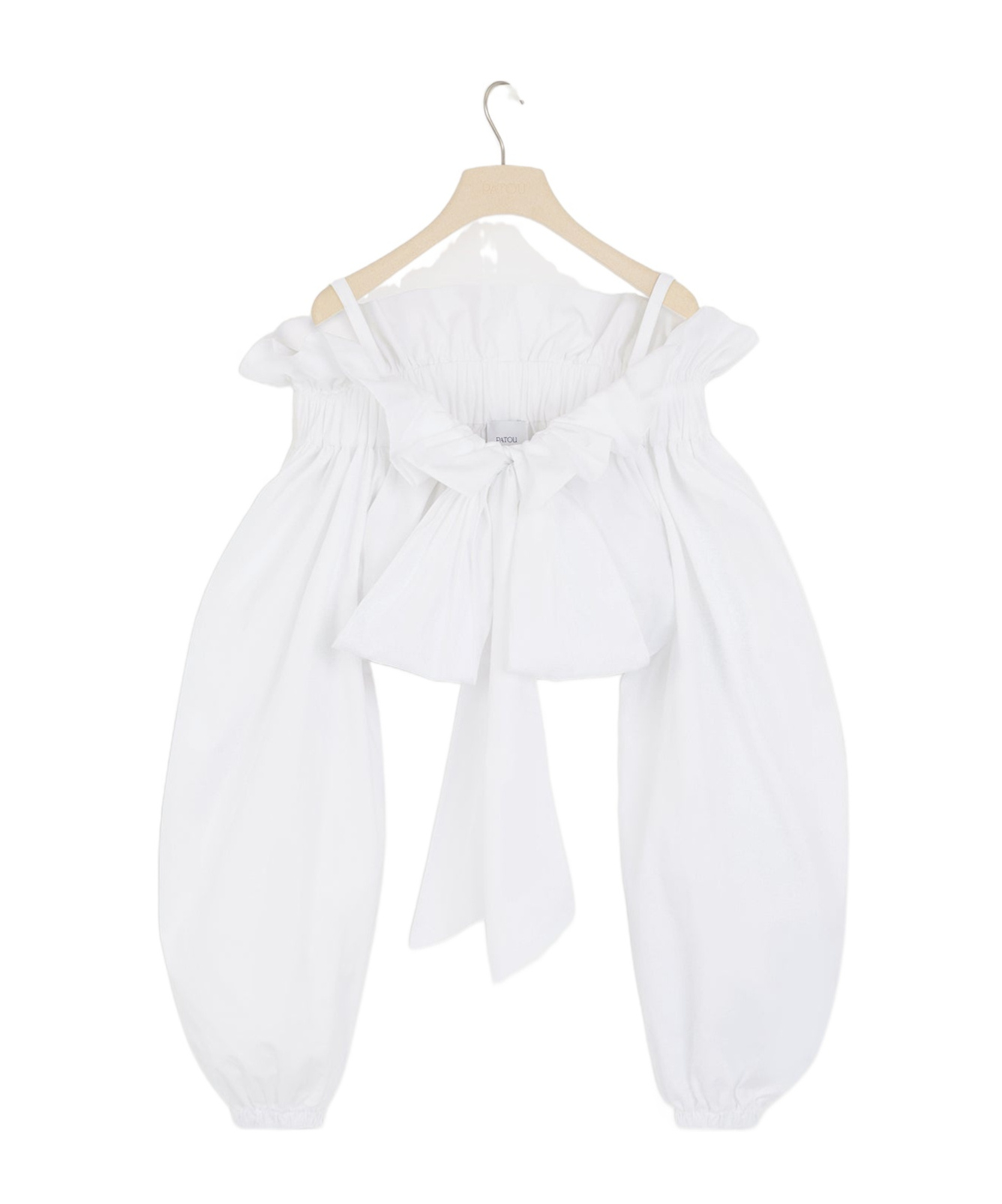 Shop Patou Bow-detail Cotton Crop Top In White