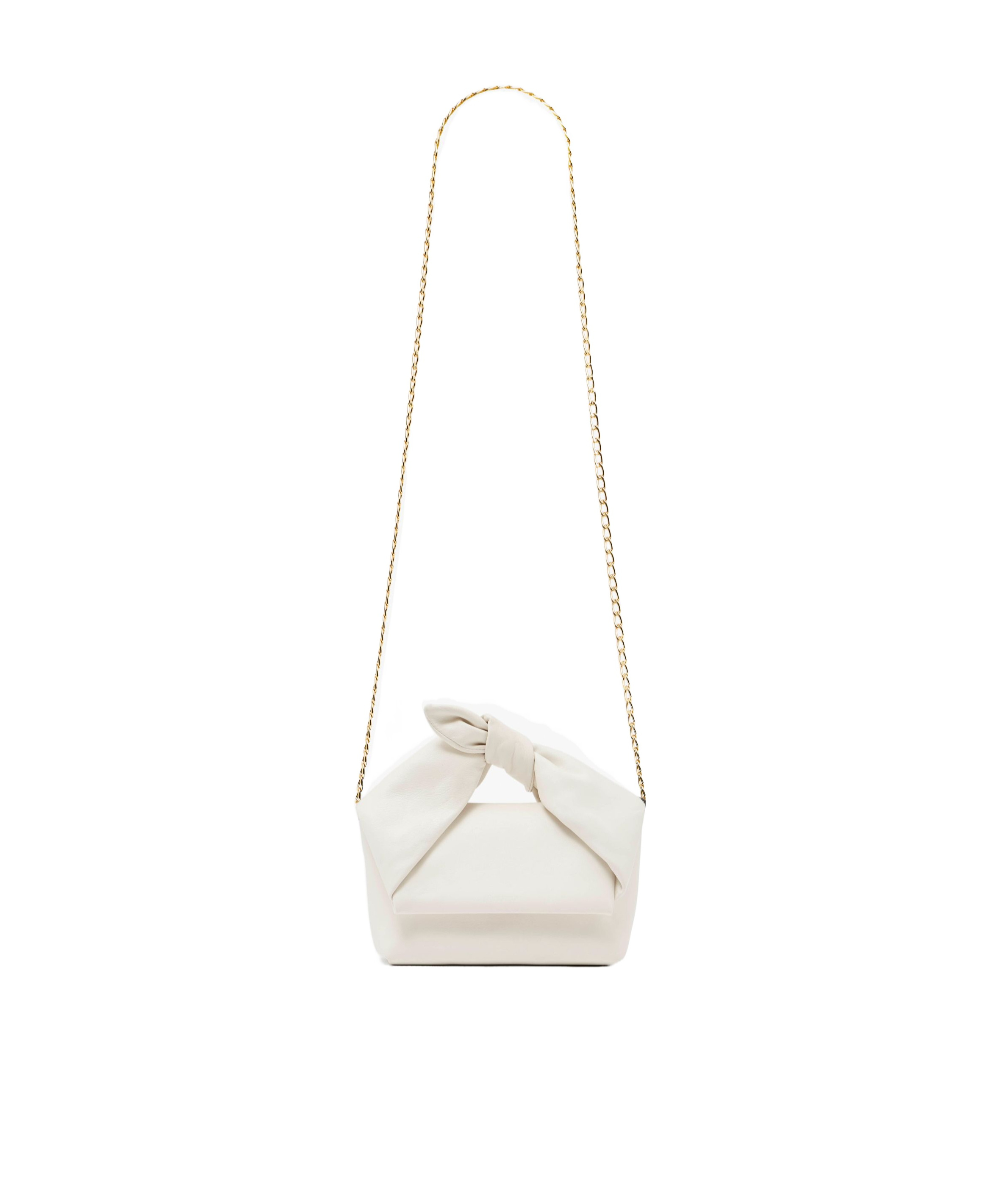 Jw Anderson Twister Midi Bow Leather Top-handle Bag In White