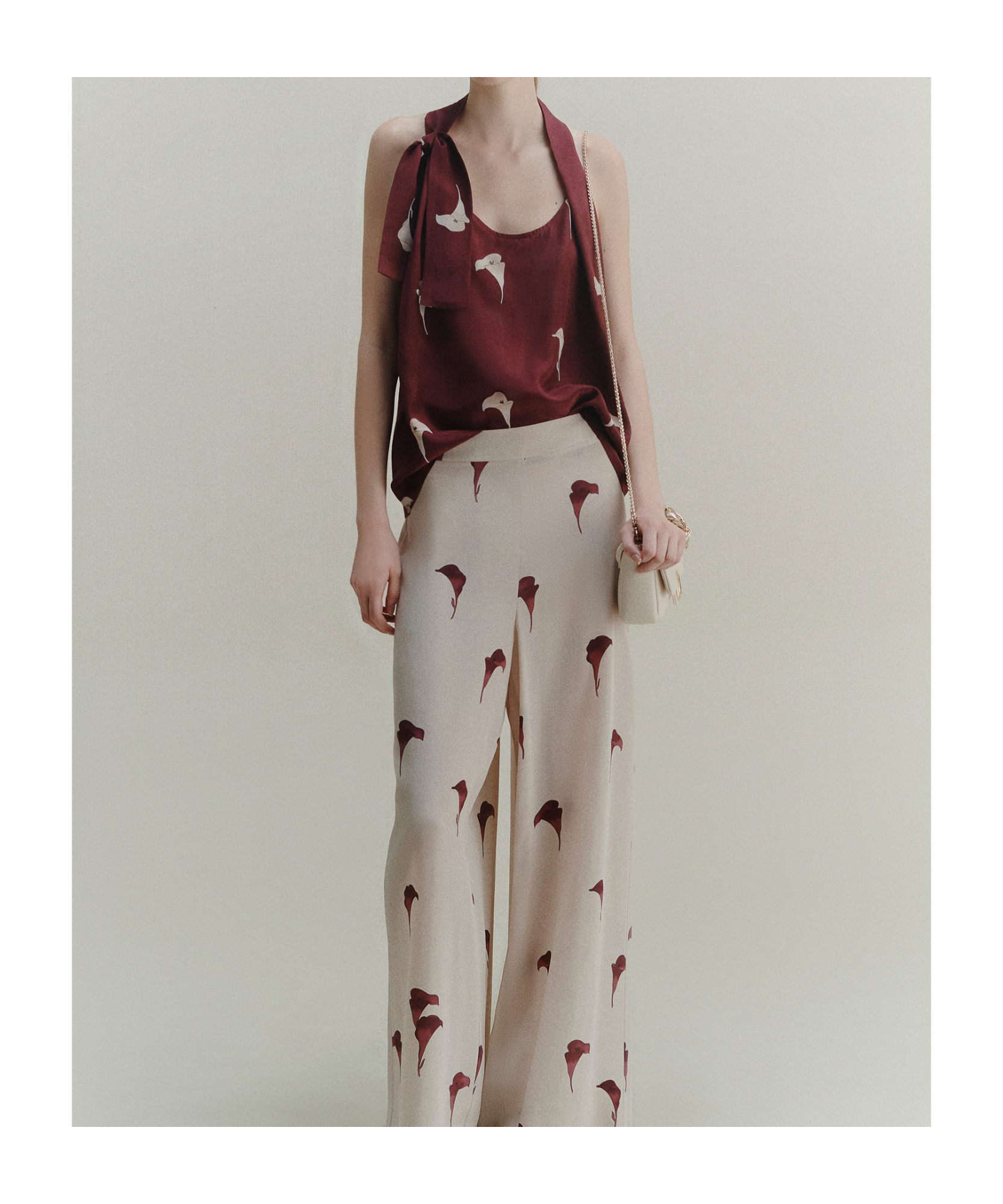 Marella Printed Silk Top - Natural In Red