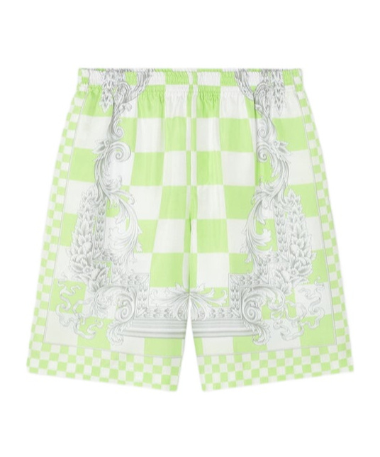 Versace Silk Medusa Shorts With Elastic Waistband In White