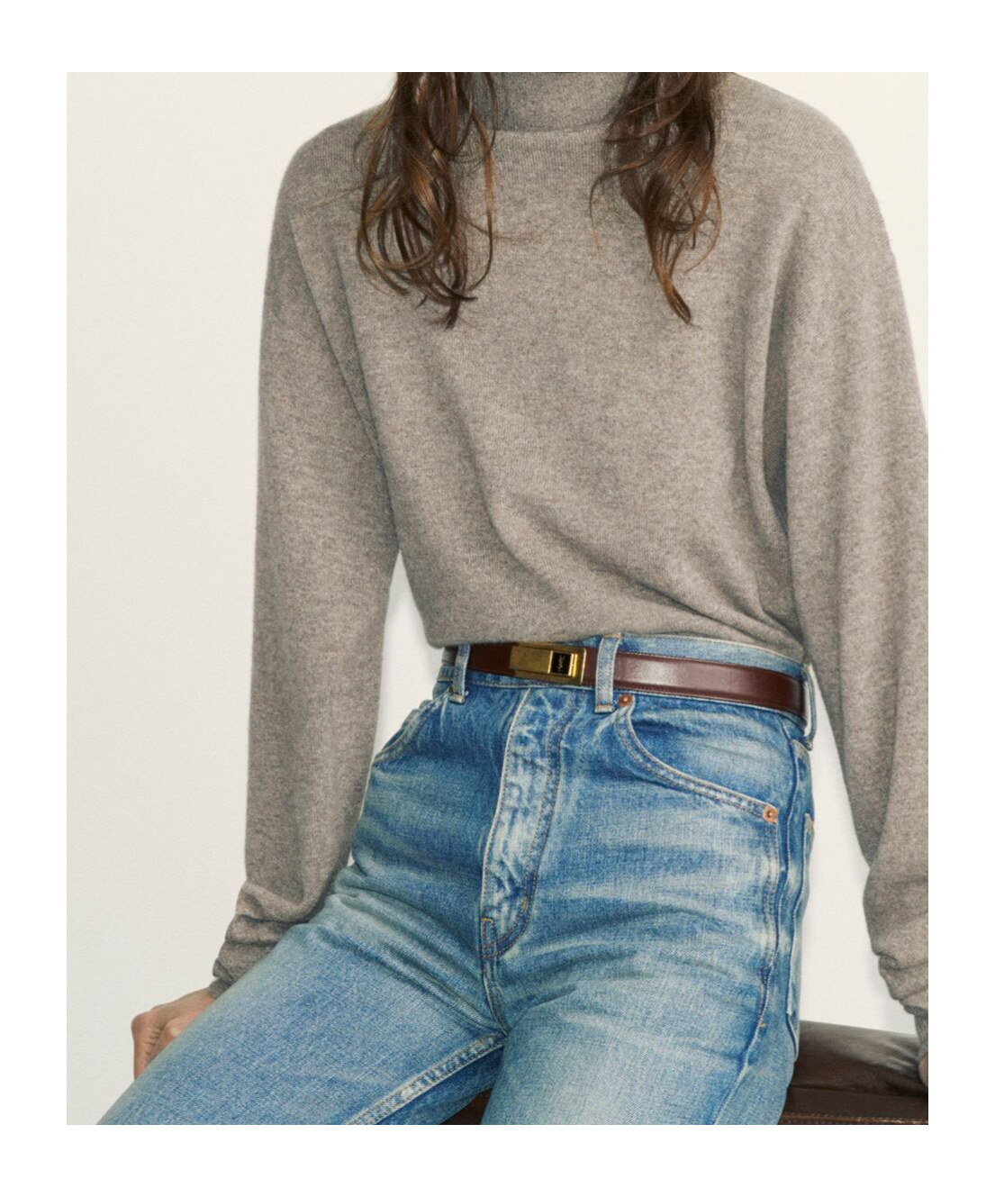 Saint Laurent Turtleneck Sweater In Cashmere In Nude