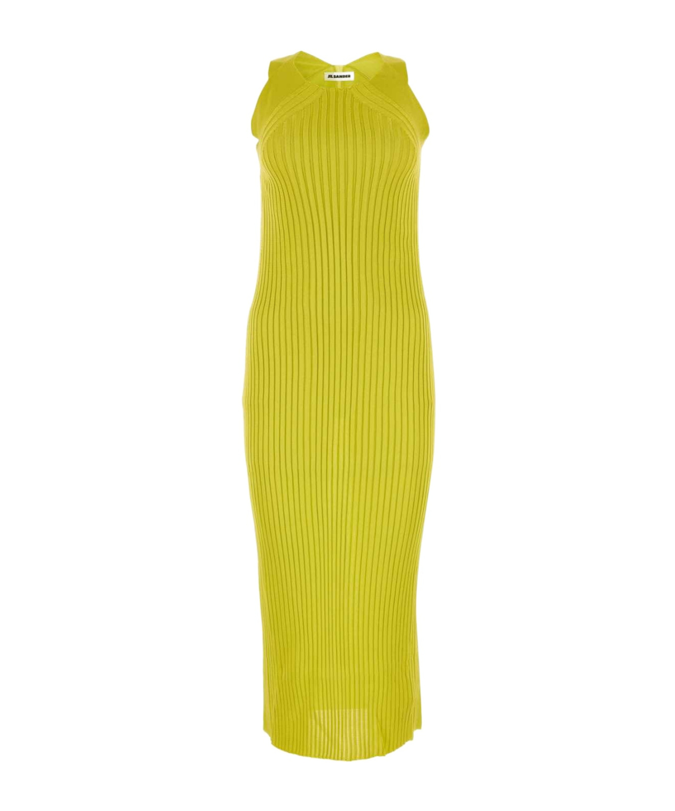 Jil Sander Ribbed-knit Sleeveless Midi Dress In Yellow