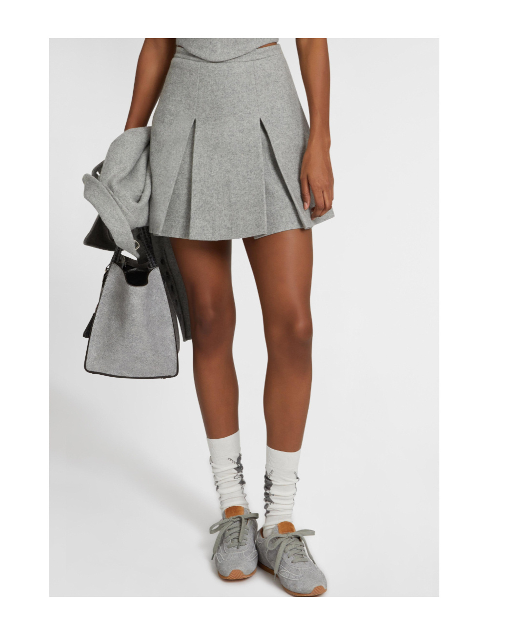 Ermanno Scervino Wool Blend Mini Skirt With Pleats In Gray