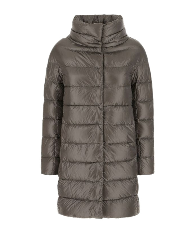 Herno Quilted Down Long Jacket In Gray