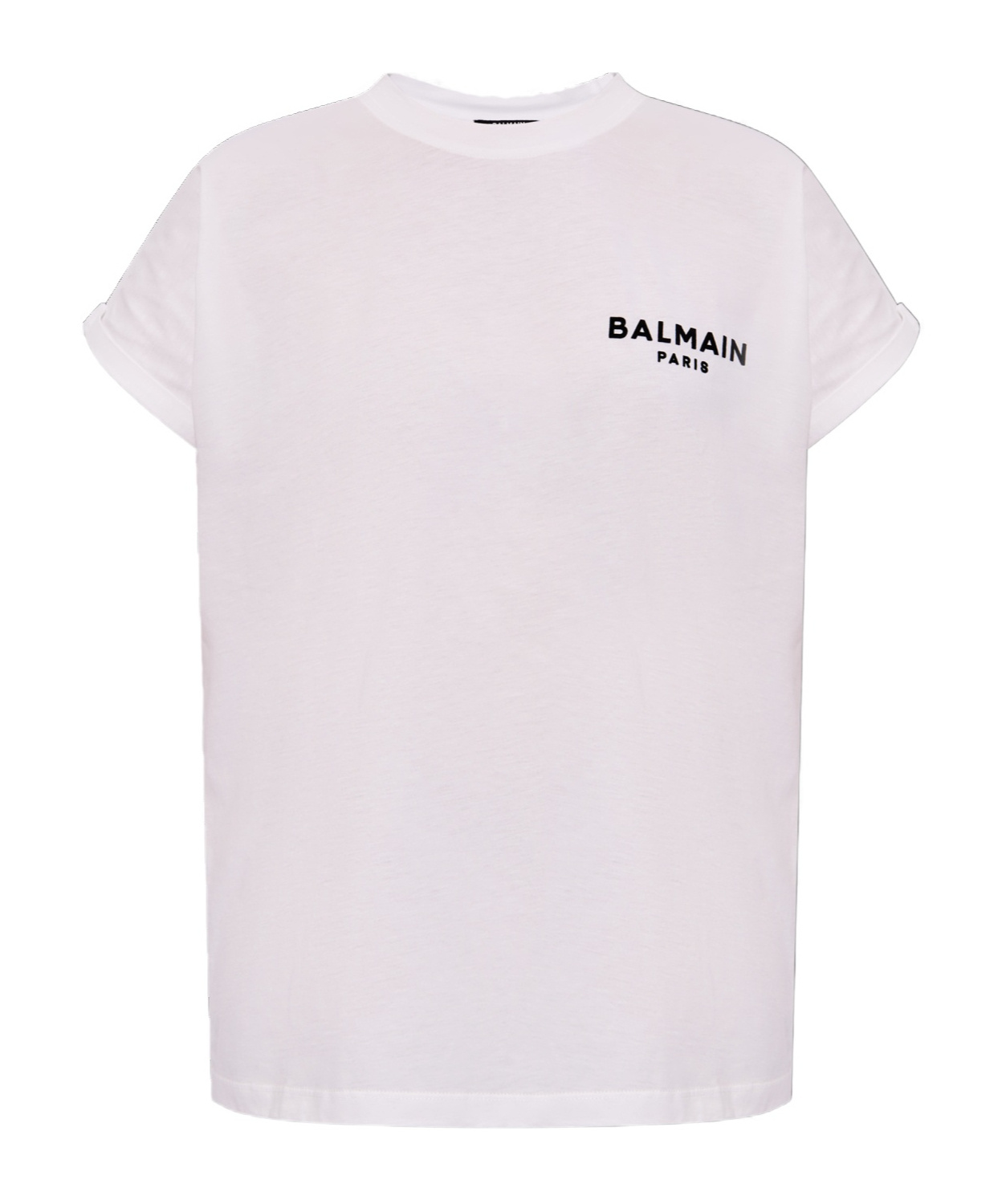 Balmain Flocked-logo Crew Neck T-shirt In Purple
