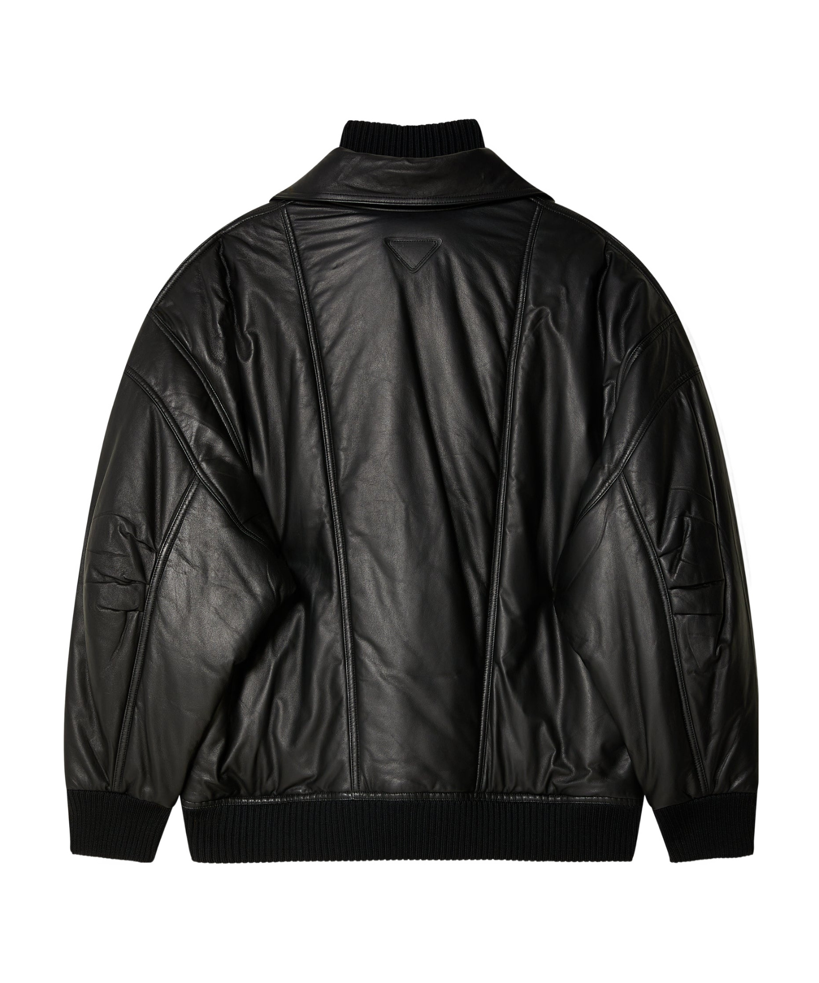 Prada Long-sleeved Leather Jacket In Black