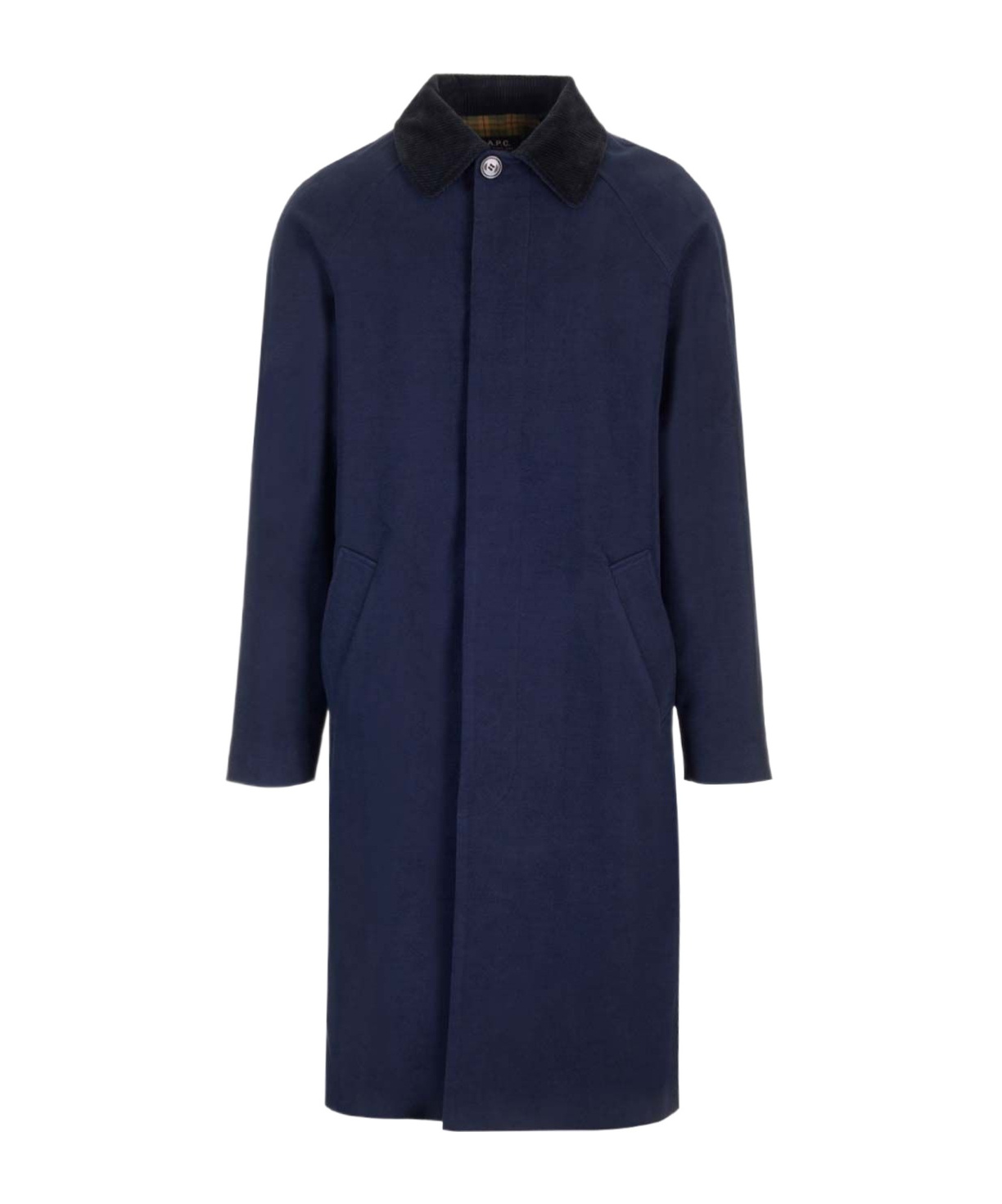 Apc A.p.c. Gaspard Raglan Sleeved Coat In Blue