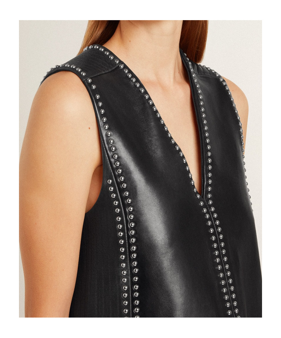 Golden Goose Leather Mini Dress In Black