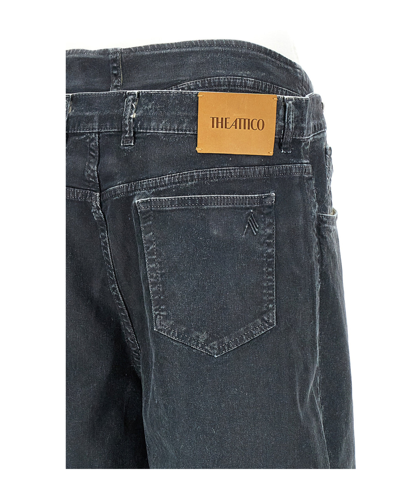 Attico Loose Fit Denim Trousers In Black