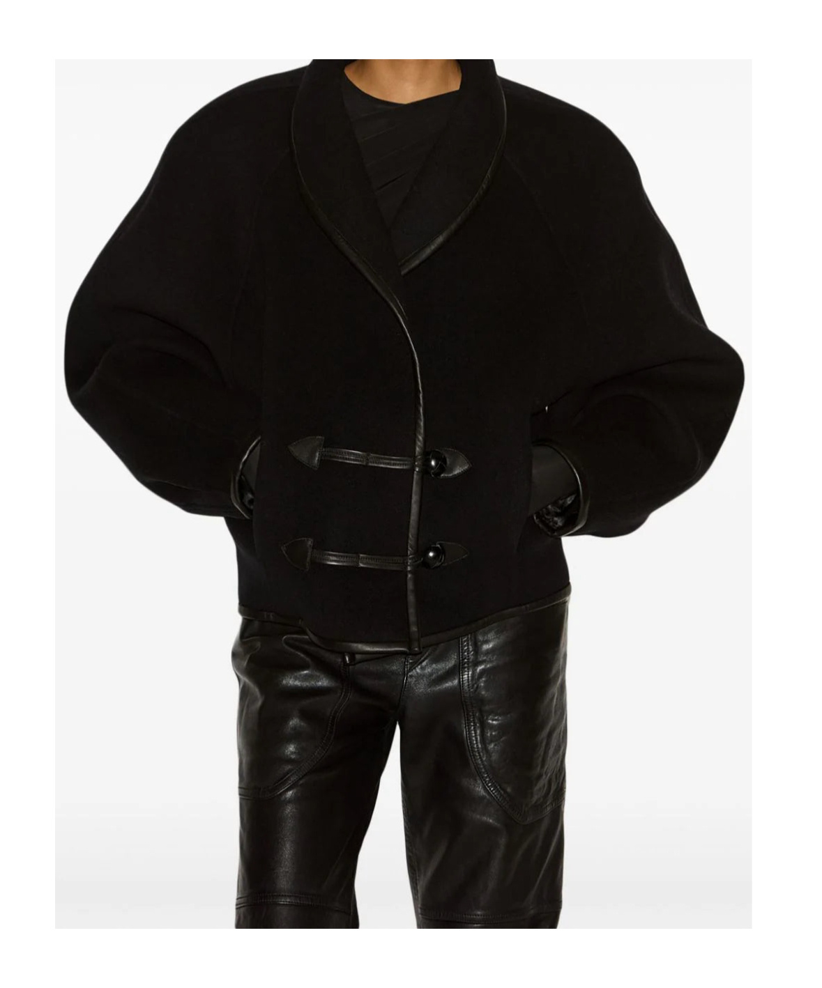 Isabel Marant Short Long-sleeved Wool Coat In Black