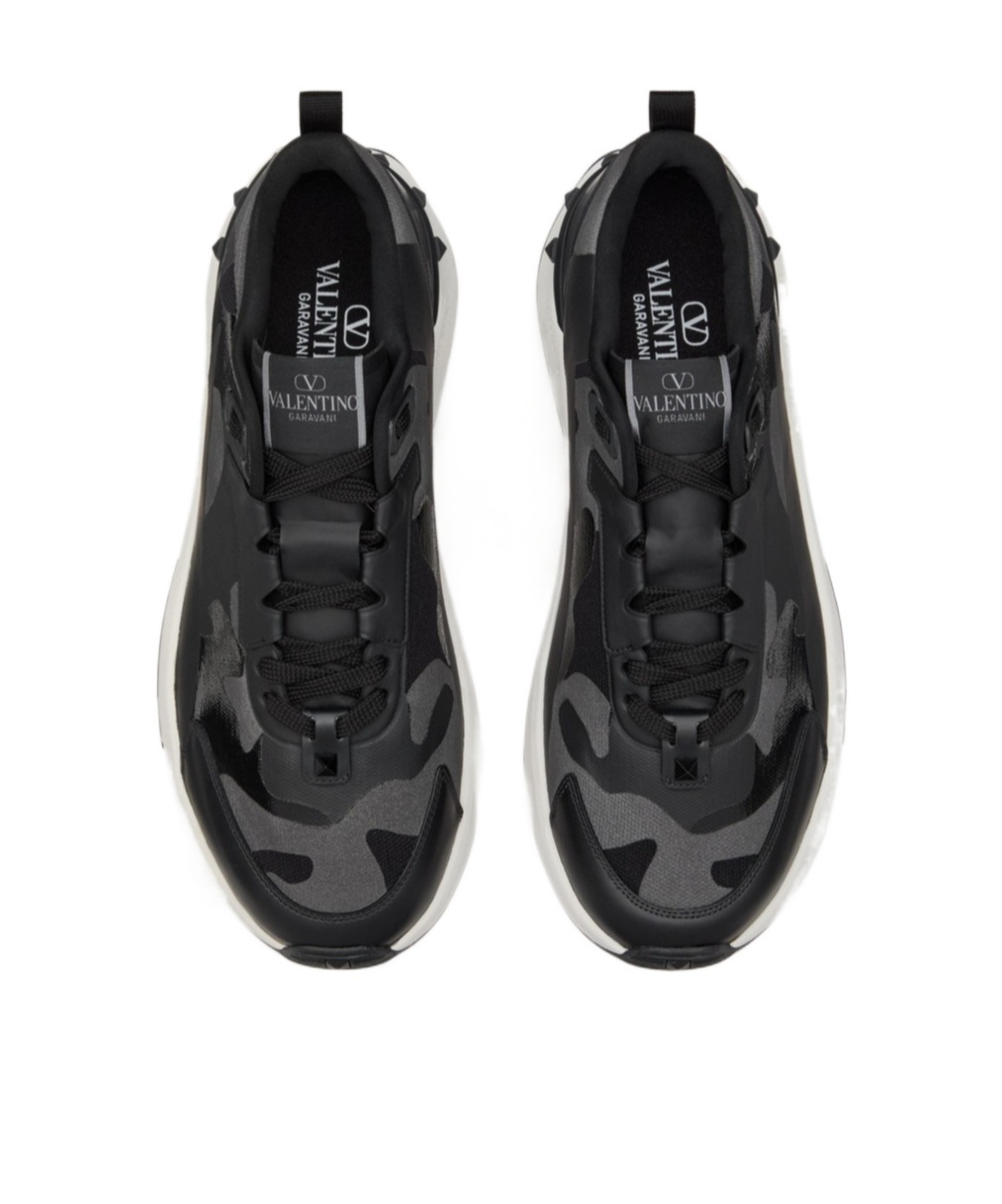 Valentino True Act Printed Canvas Sneakers In Black