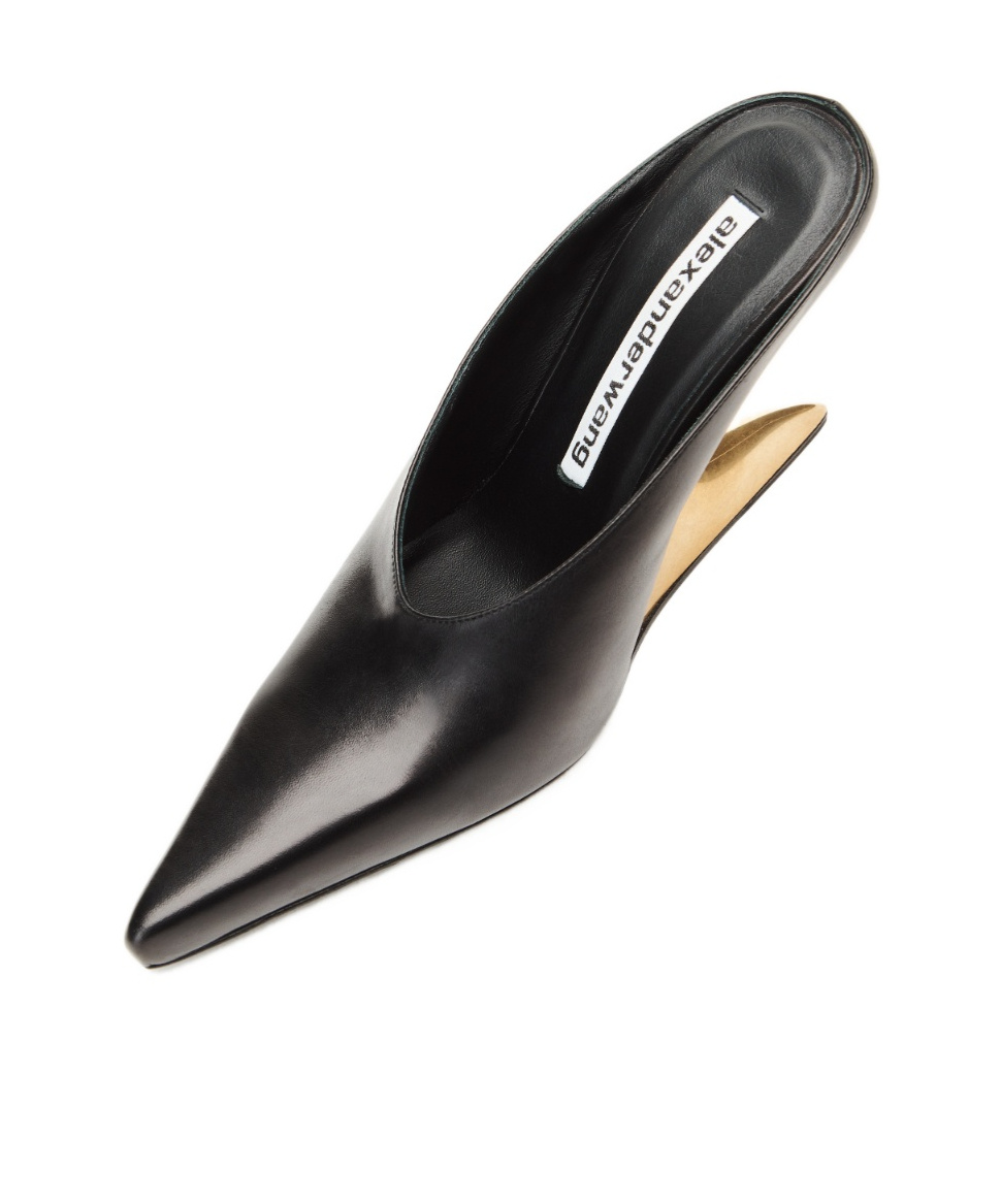 Alexander Wang Black Leather Boomerang Wedge Heel In Black