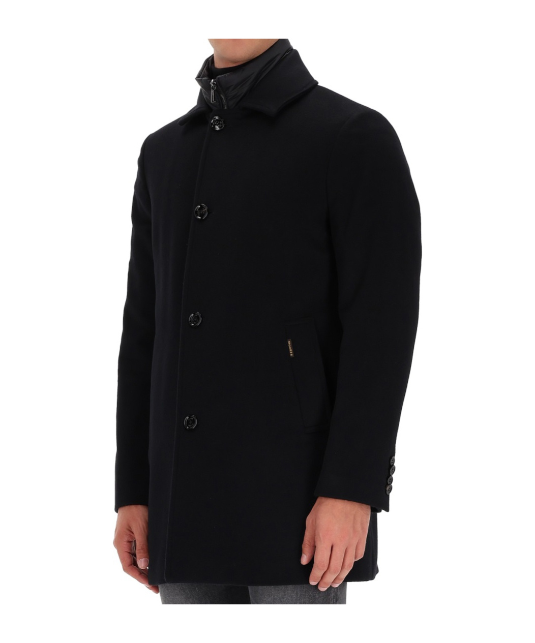 Moorer Notched Lapel Coat Buttoned Cuffs Pockets In Black