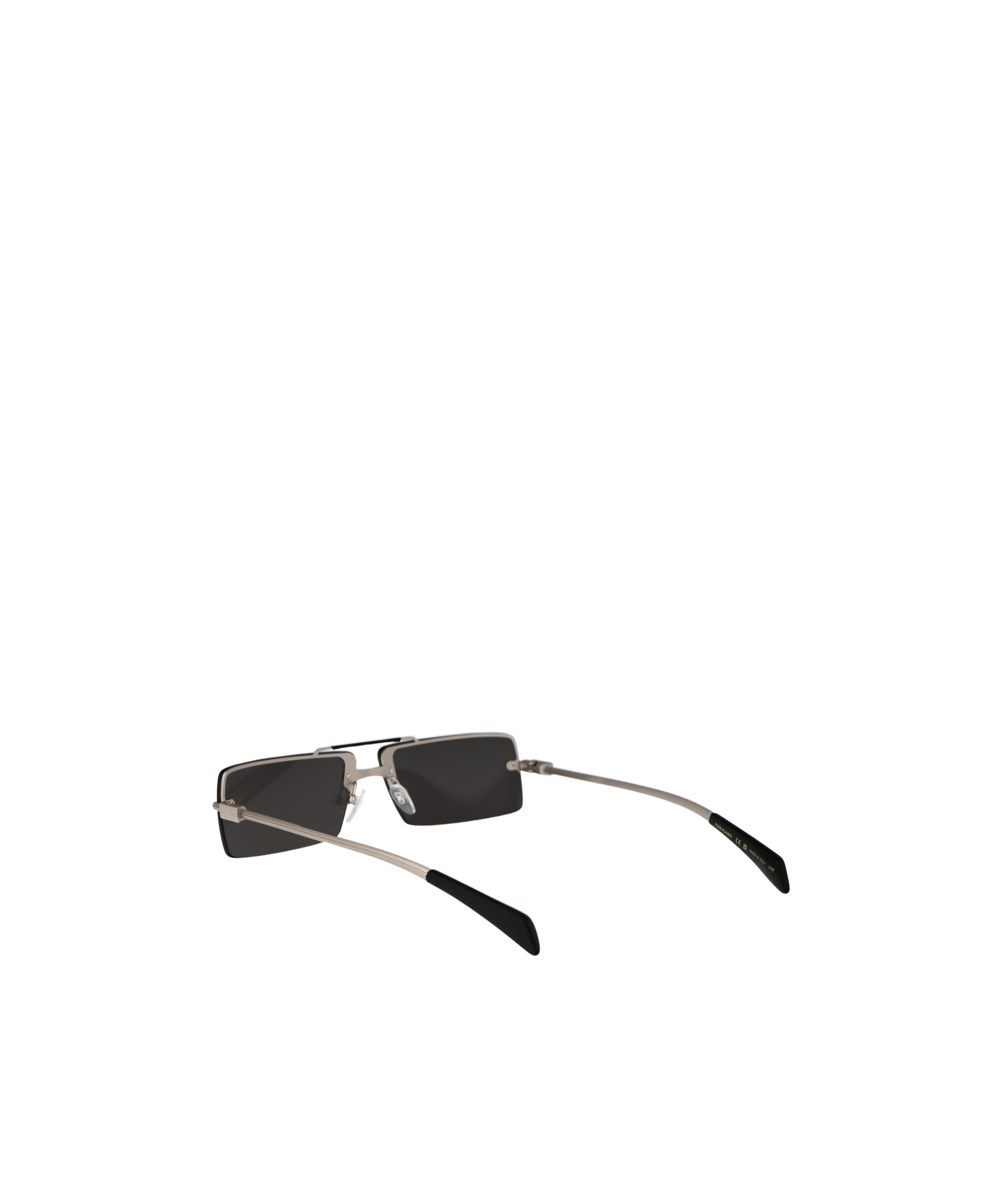 Ferragamo Silver Metal Sunglasses In Black