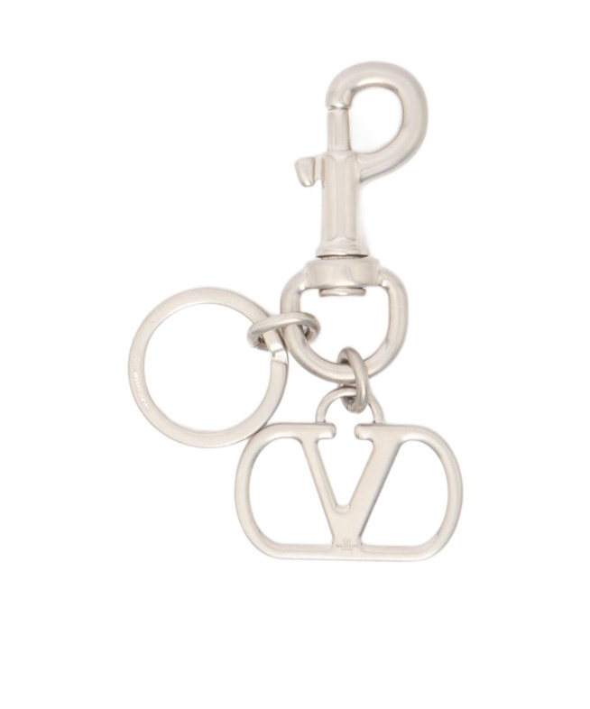 Valentino Vlogo Keychain In White