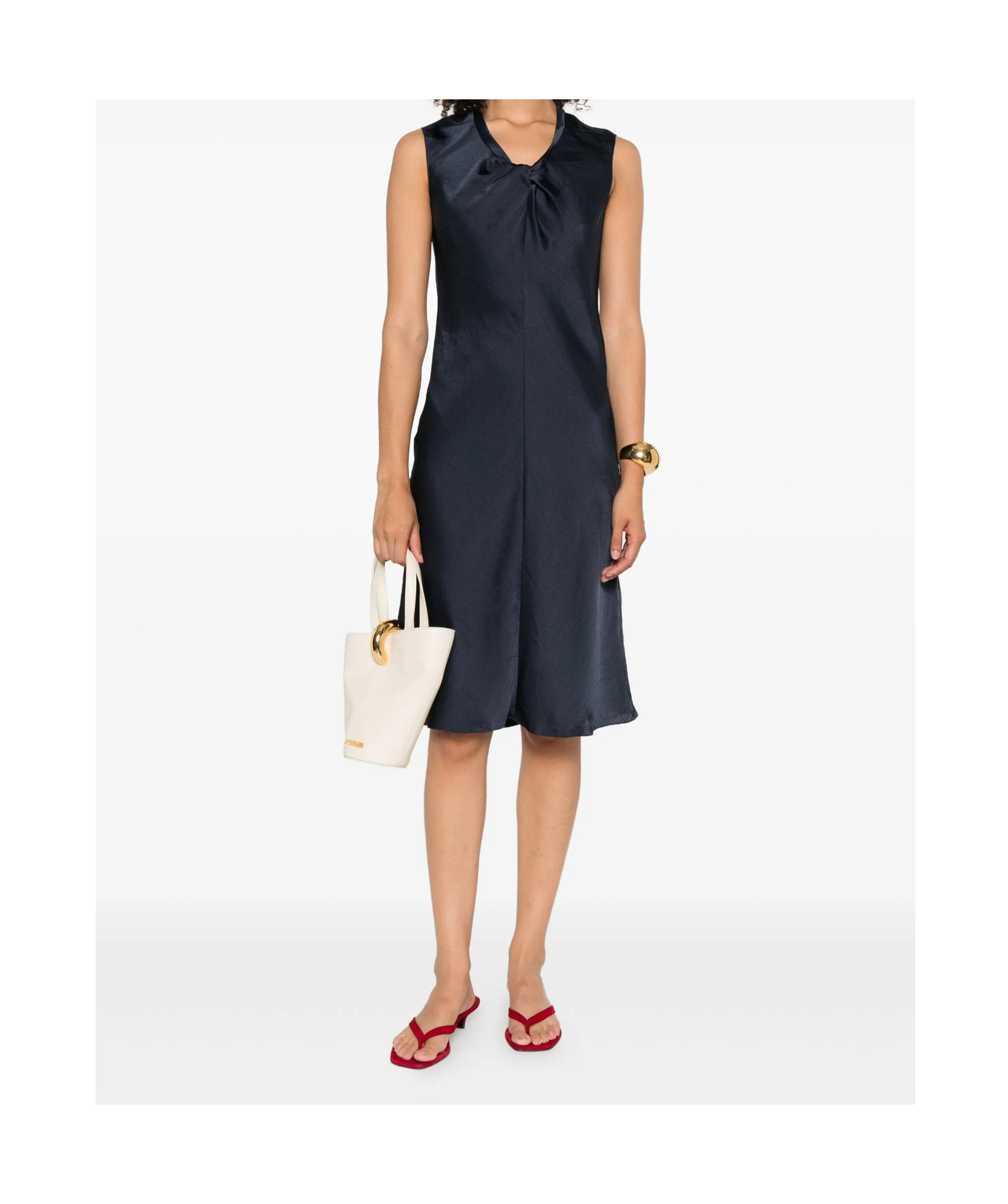 Theory Twist Scoop Midi Dress In Blue