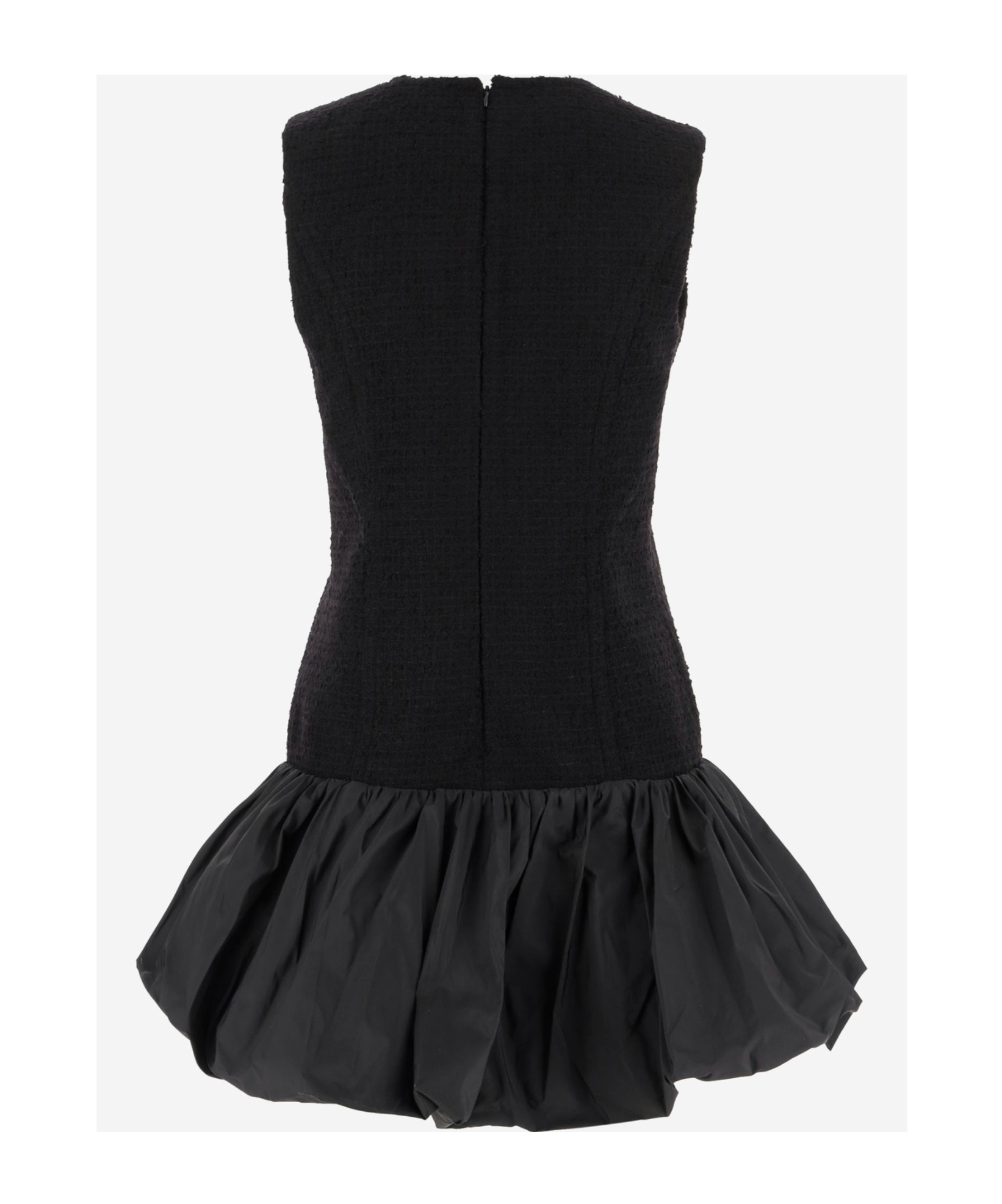Patou Wool Blend Dress With Ruffles In Black