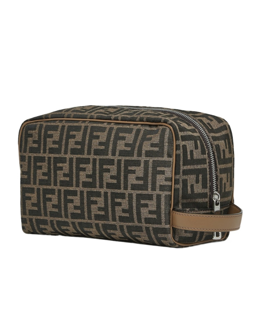 Fendi Brown Ff Fabric Toiletry Case In Brown