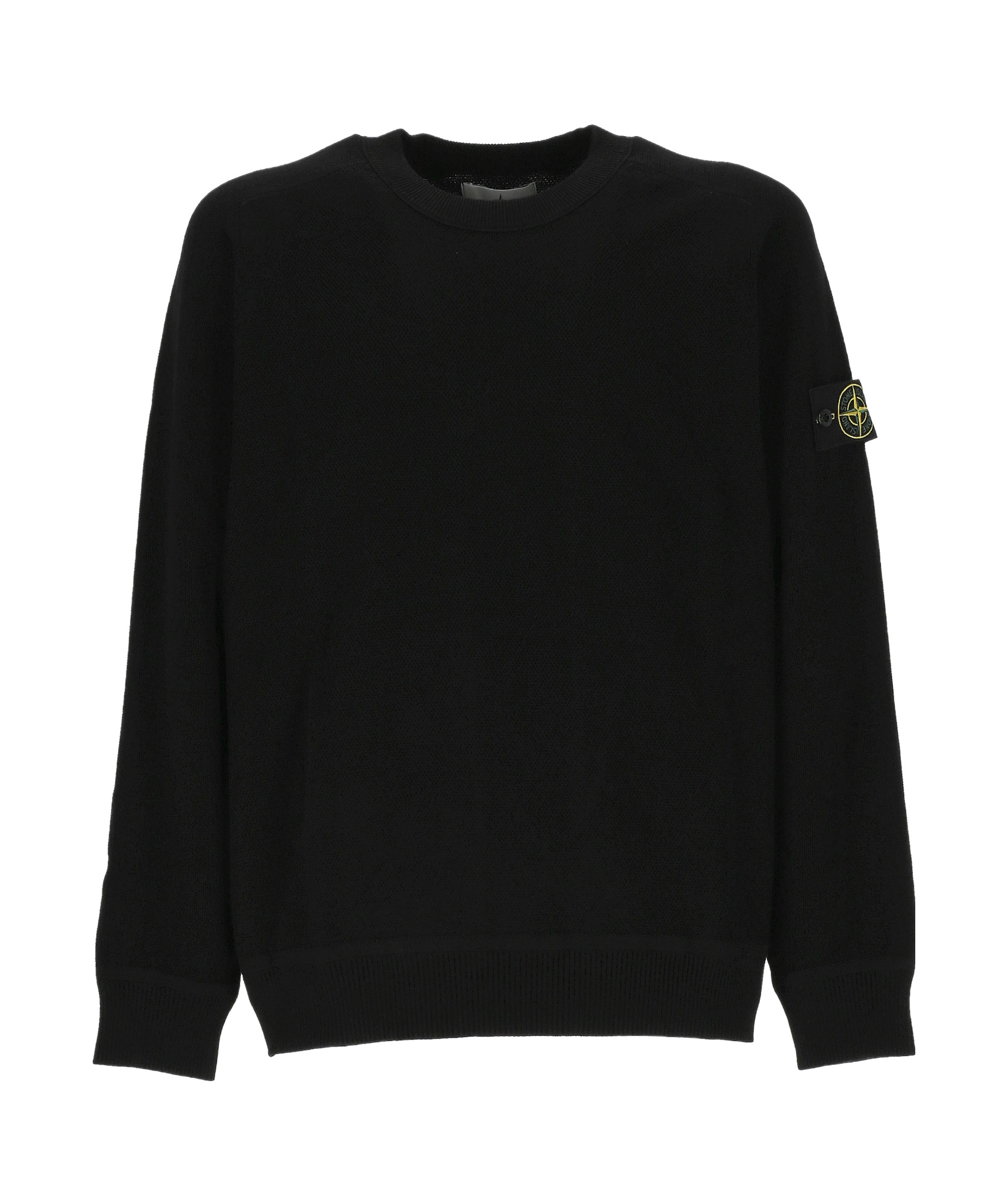 Stone Island Ribbed Crewneck Sweater With Long Sleeves In Black