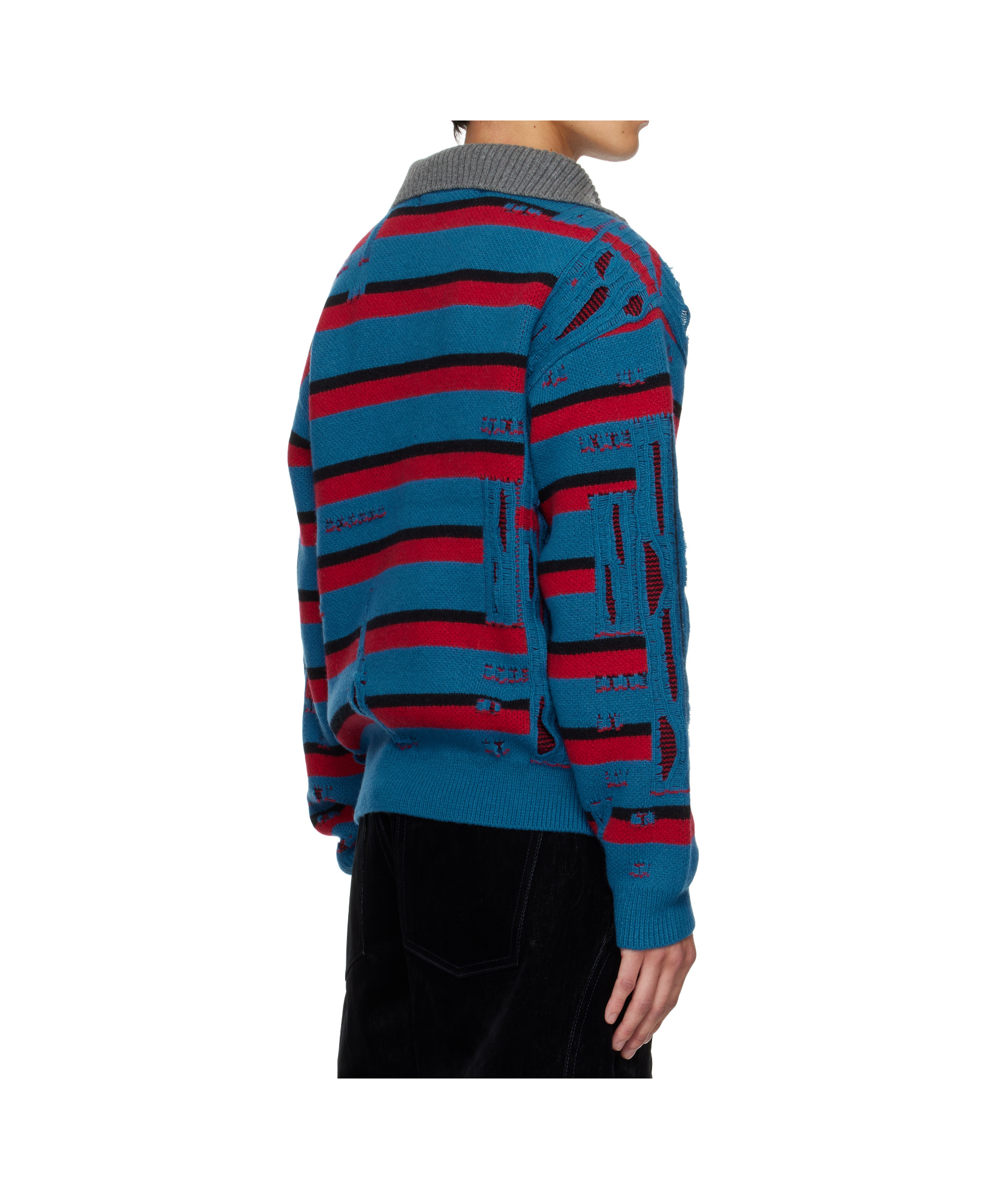 Andersson Bell Striped Jacquard Half-zip Sweater In Multi