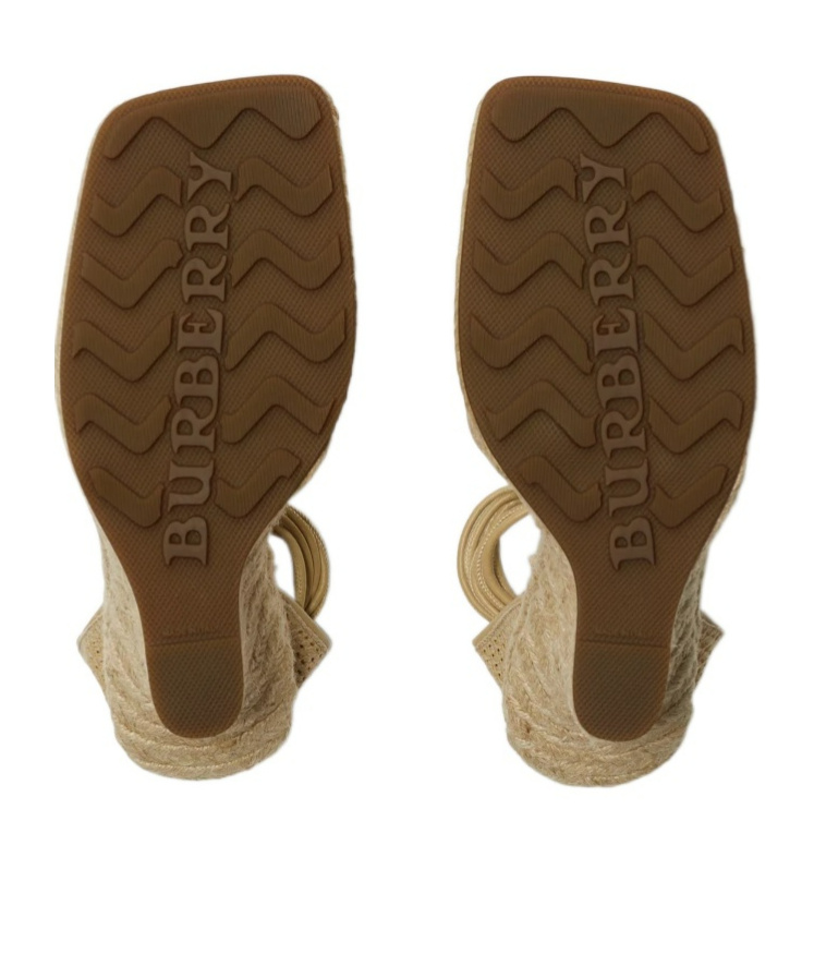 Burberry Mesh Plunge Wedge Heel Espadrilles In Nude