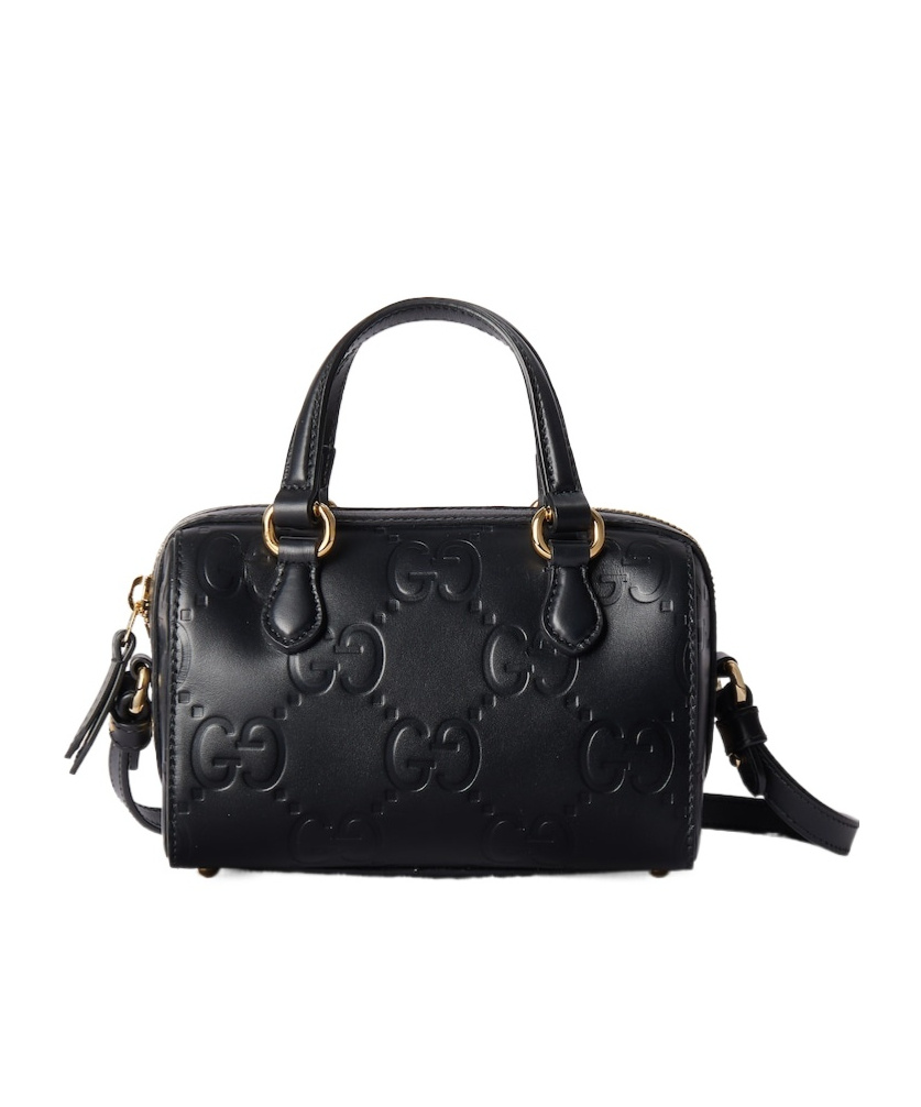 Gucci Mini Gg Leather Shoulder Bag In Black