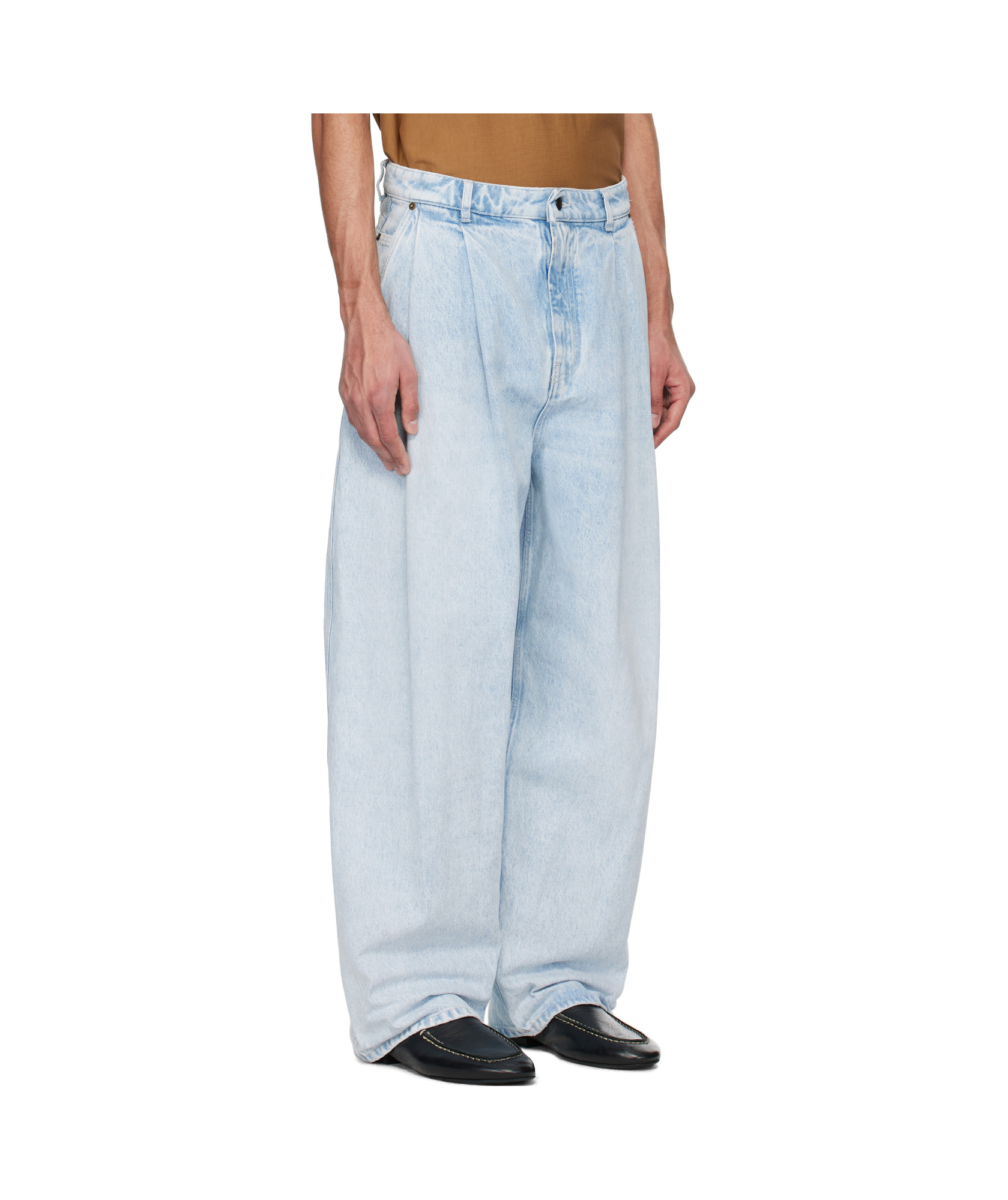 Hed Mayner Pleated Jeans In Blue