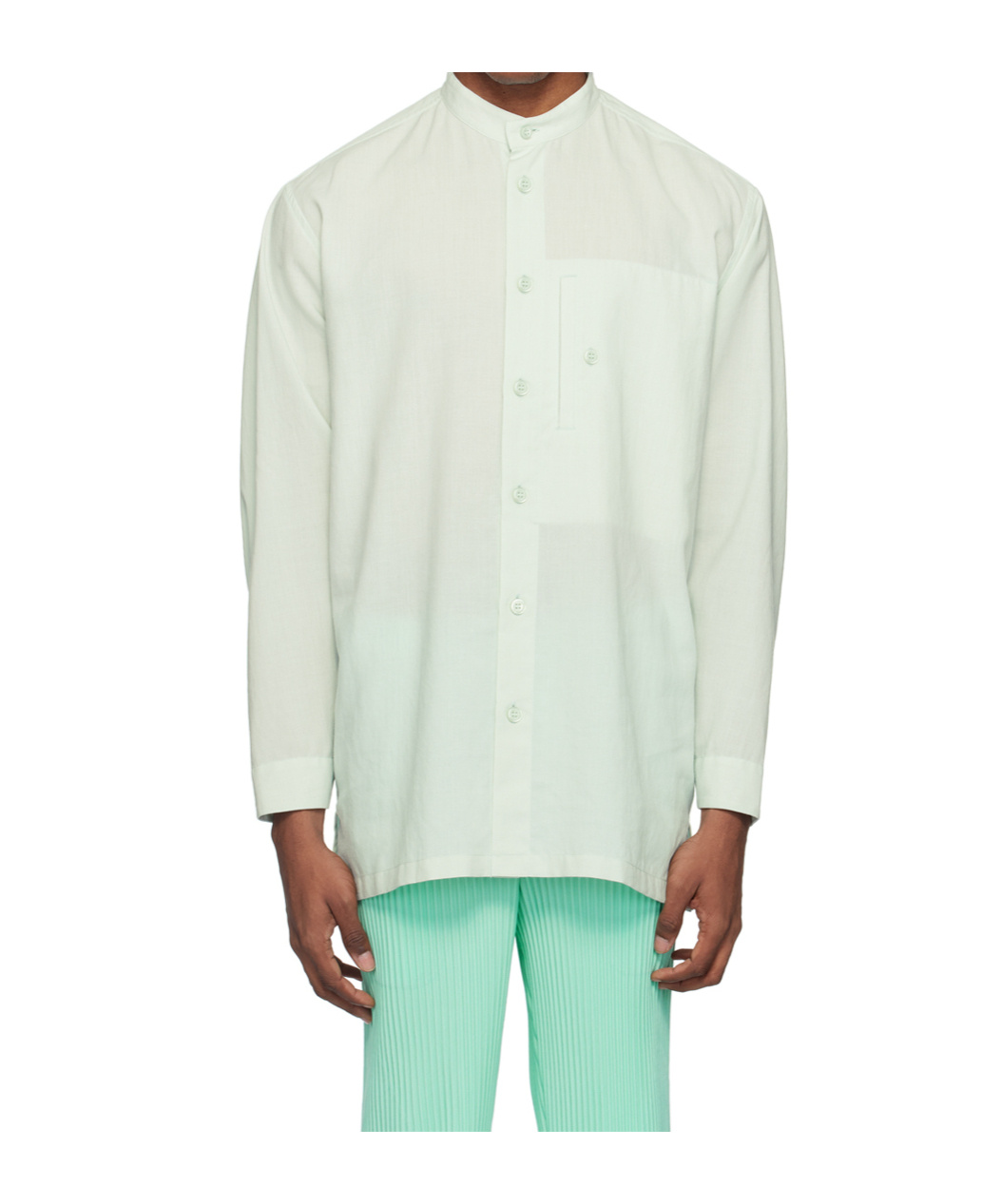 Issey Miyake Pl Ramie Folded-yoke Shirt In White