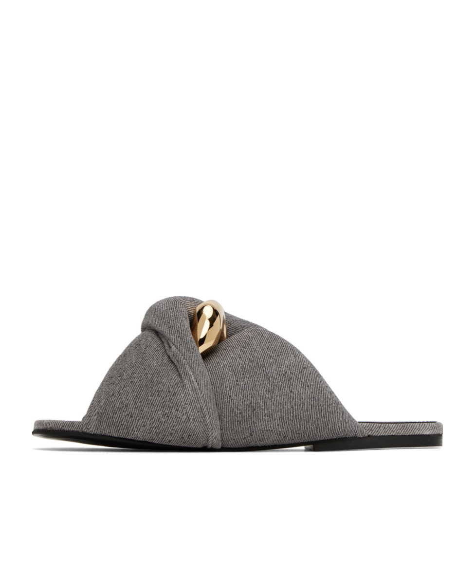 Jw Anderson Chain Twist Flip Flops In Gray