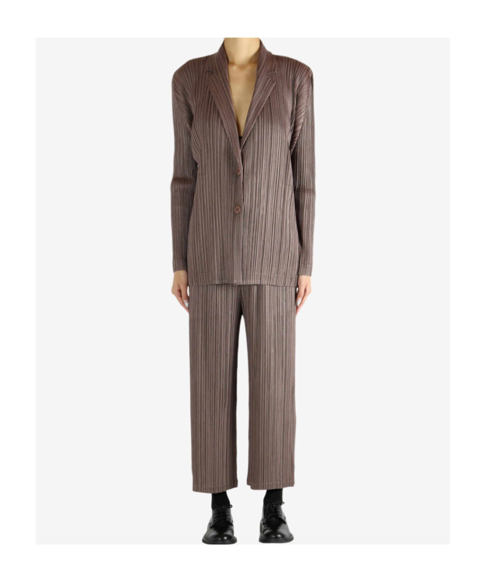 Issey Miyake Pleats Jacket In Brown