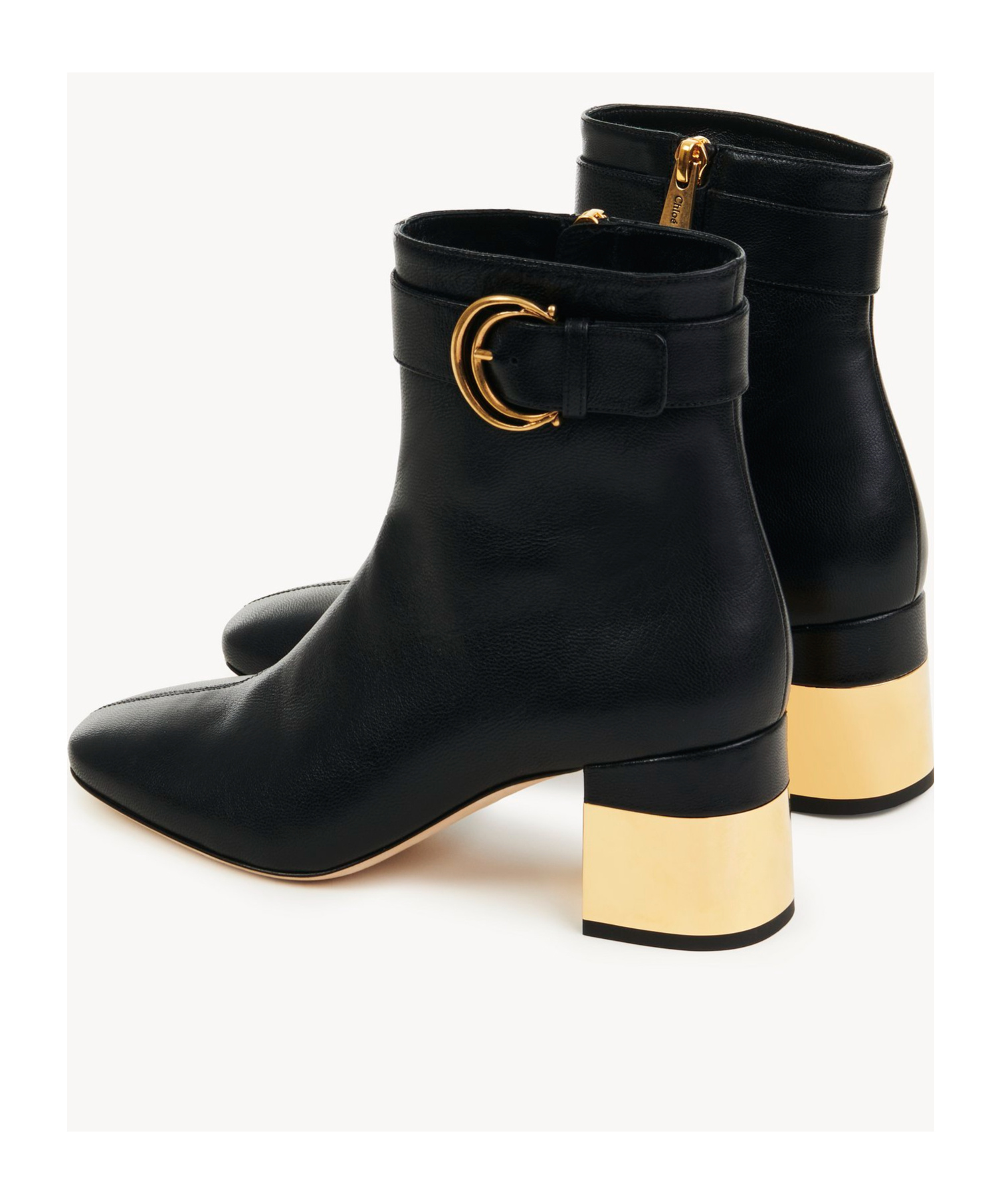 Chloé 'alize' Black Ankle Boots With C Buckle In Black
