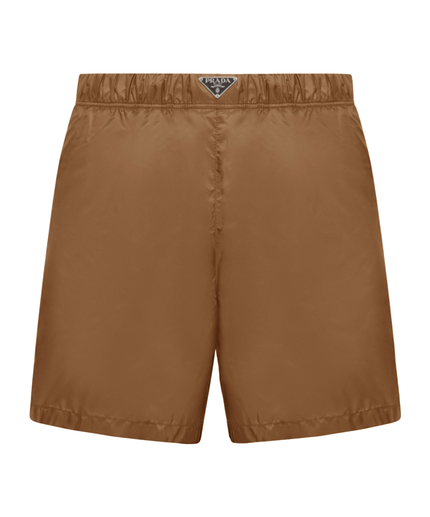 Prada Elastic Waist Swimming Trunks In Brown