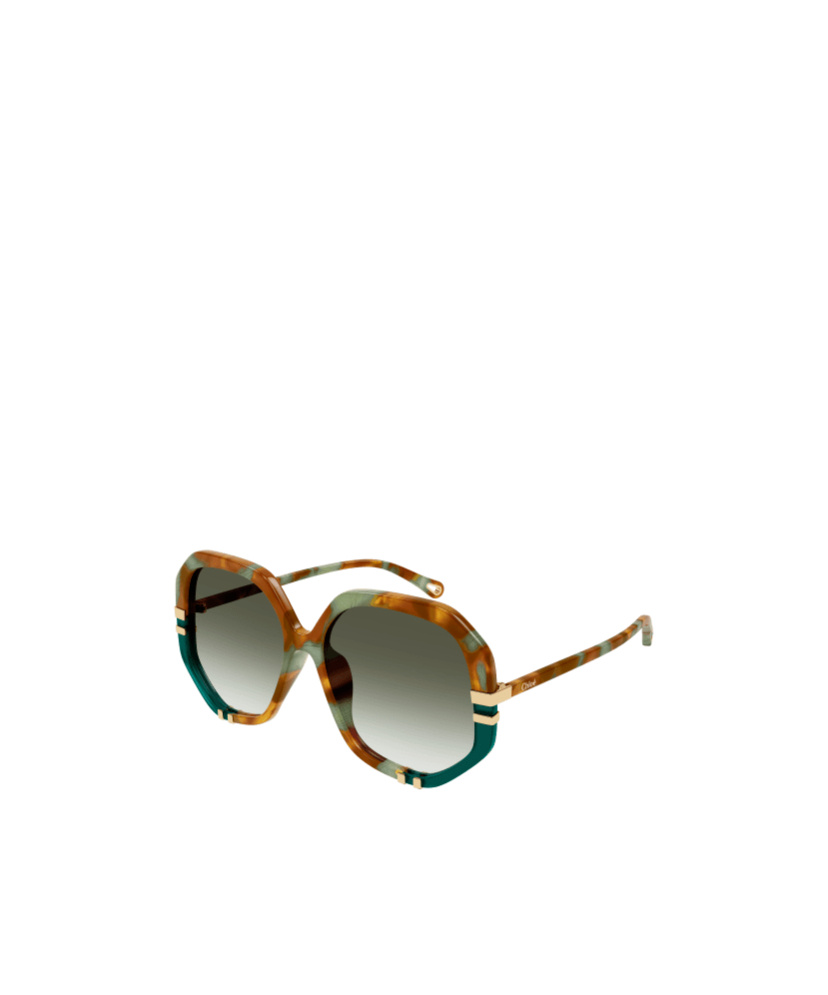 Chloé Womens Ch0105s Hexagonal-frame Acetate Sunglasses Brown In Green