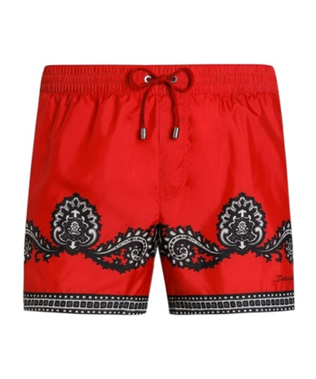 Dolce & Gabbana Short Swim Trunks With Bandanna Print