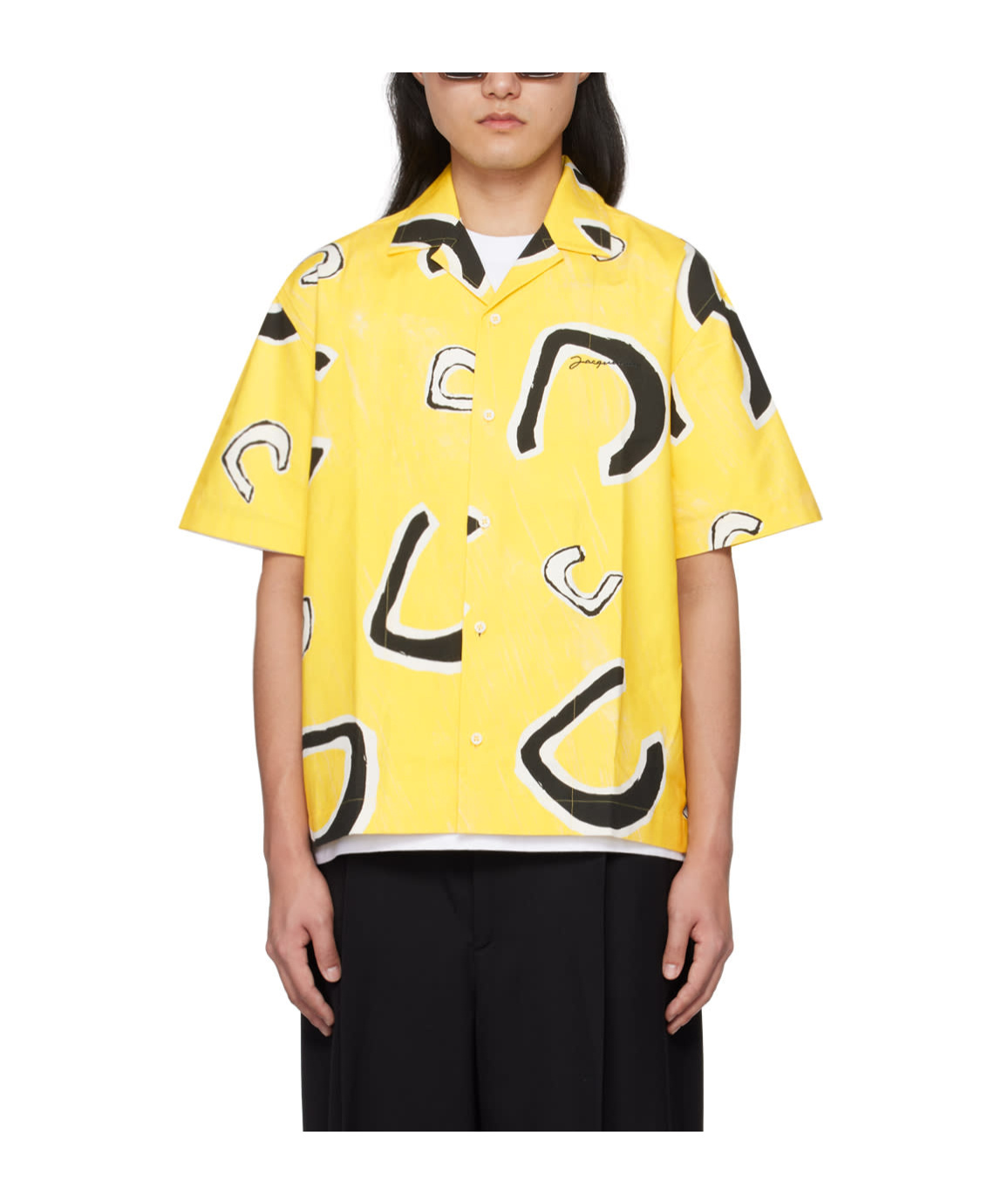 Jacquemus La Chemise Jean Monogramme Black Yellow In Yellow