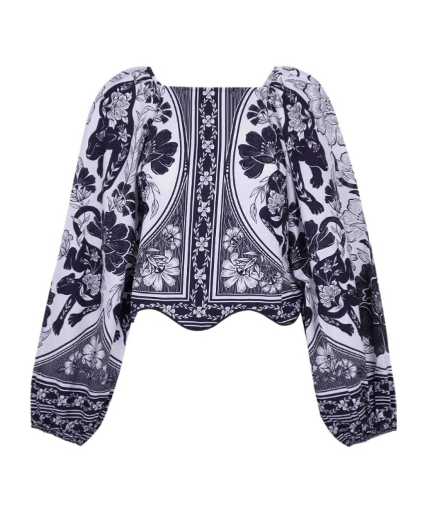 Shop Farm Rio Floral Puff Sleeve Top In Black