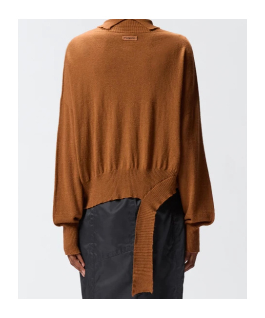 Pinko Knitted Turtleneck Sweater In Brown