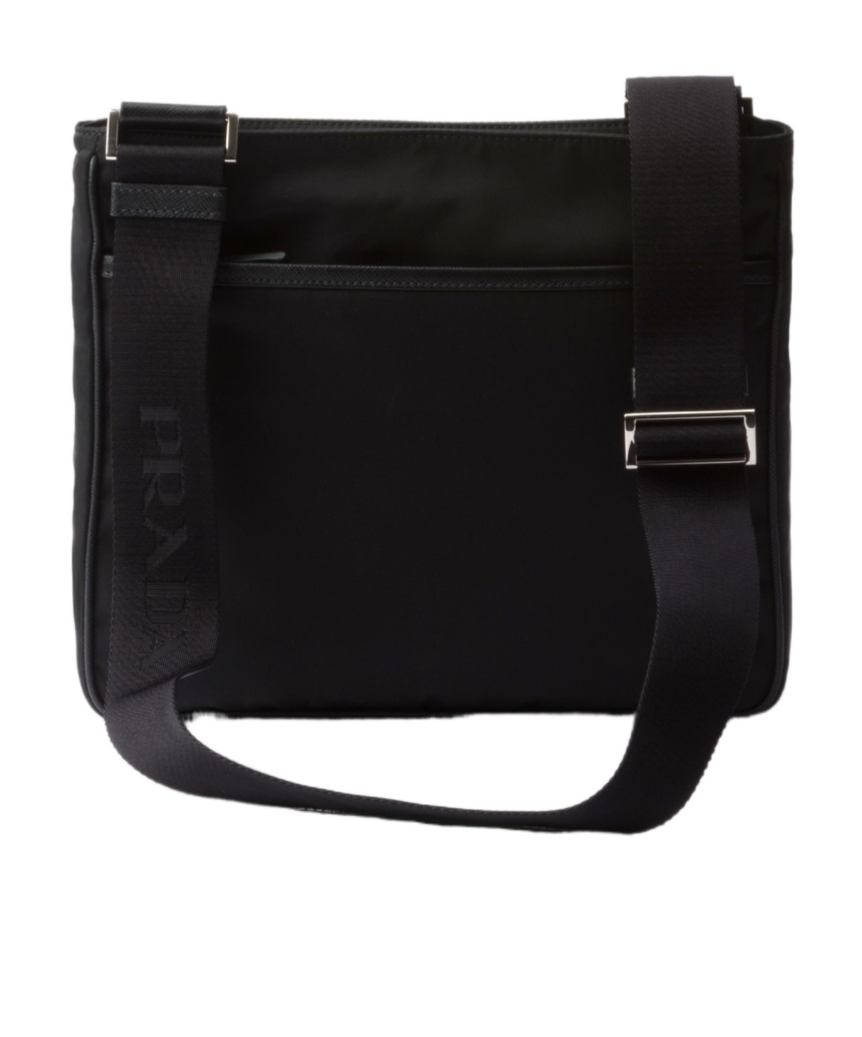 Prada Messenger Bag With Adjustable Strap And External Pocket In Black