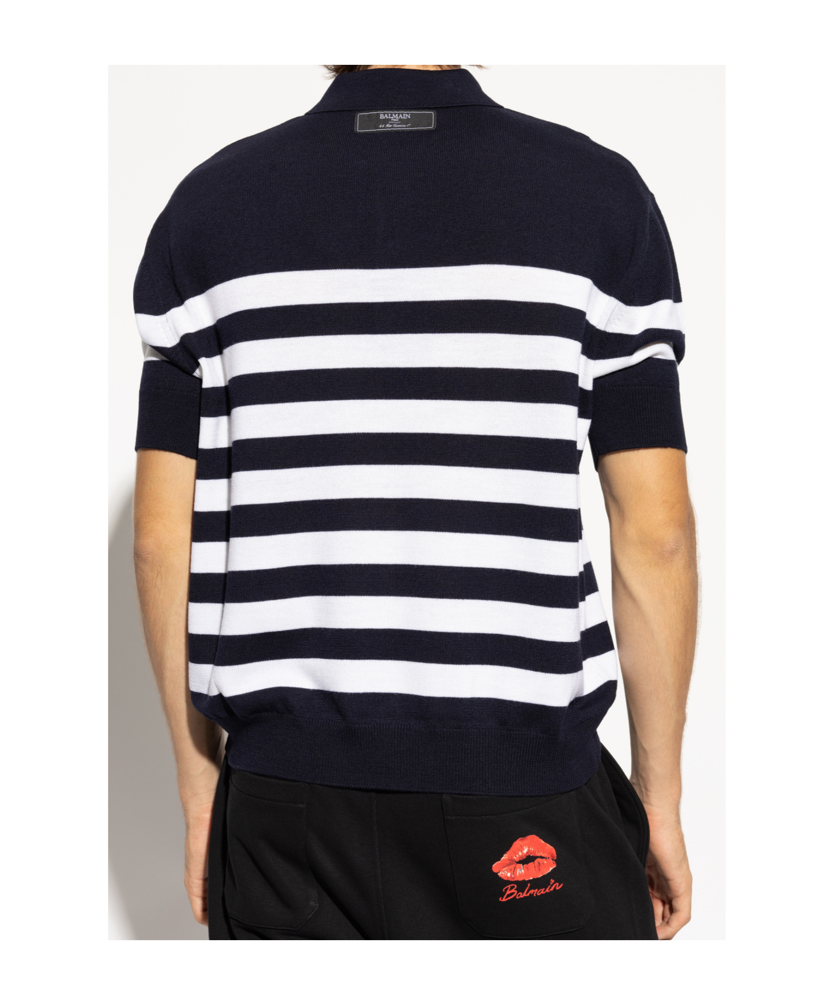 Balmain Embroidered Wool Polo Shirt In Printed