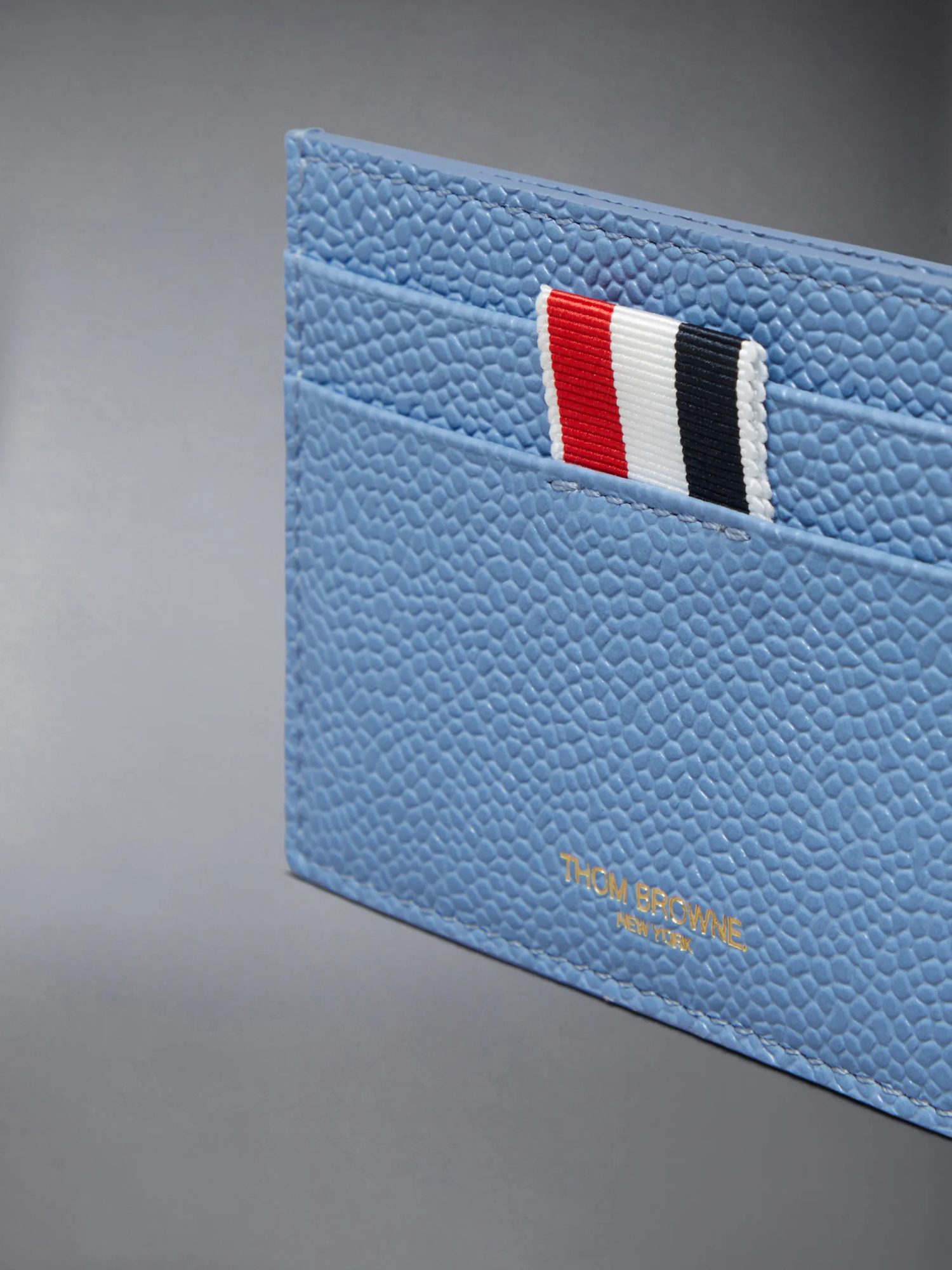 THOM BROWNE 4-BAR ROSE-EMBROIDERED LEATHER CARDHOLDER