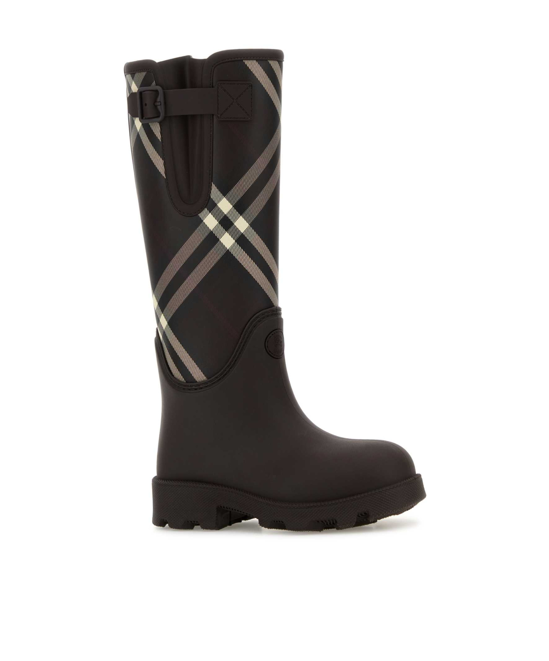 Burberry Rubber Marsh Stamp Check Rain Boots In Black